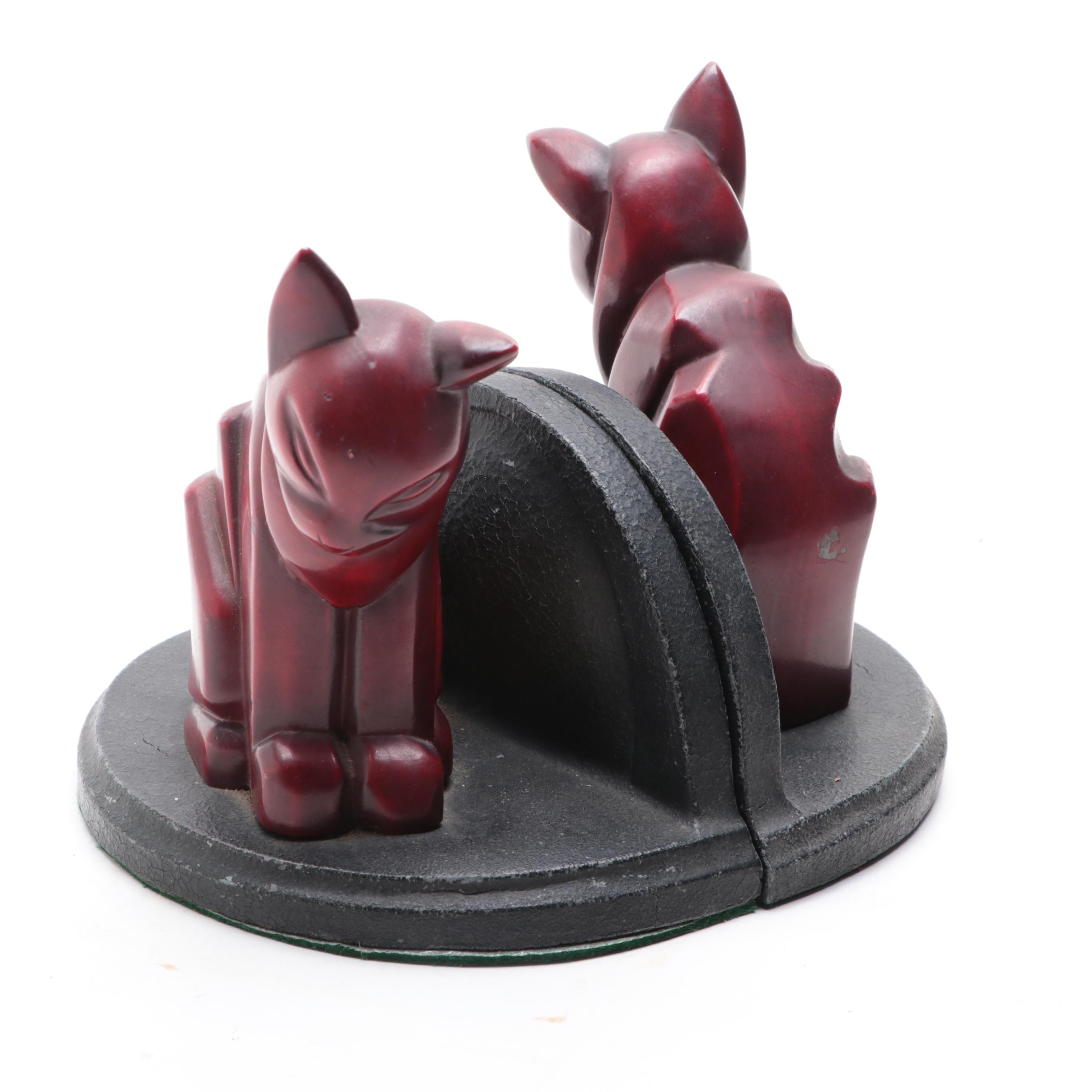 MCM Style Cast Metal Pair of Cat Bookends