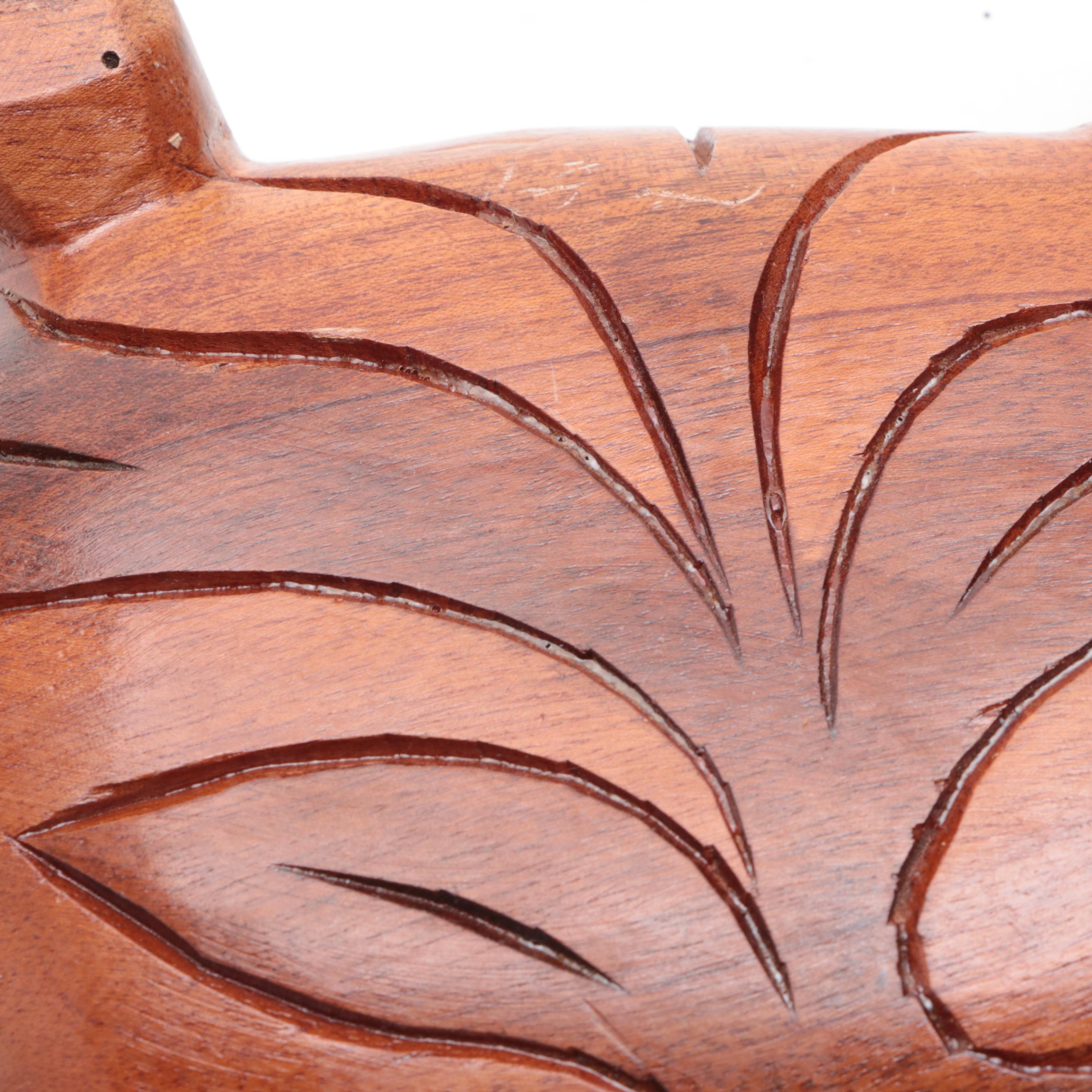 Carved Monkey Pod Wooden Turtle Box and Vase