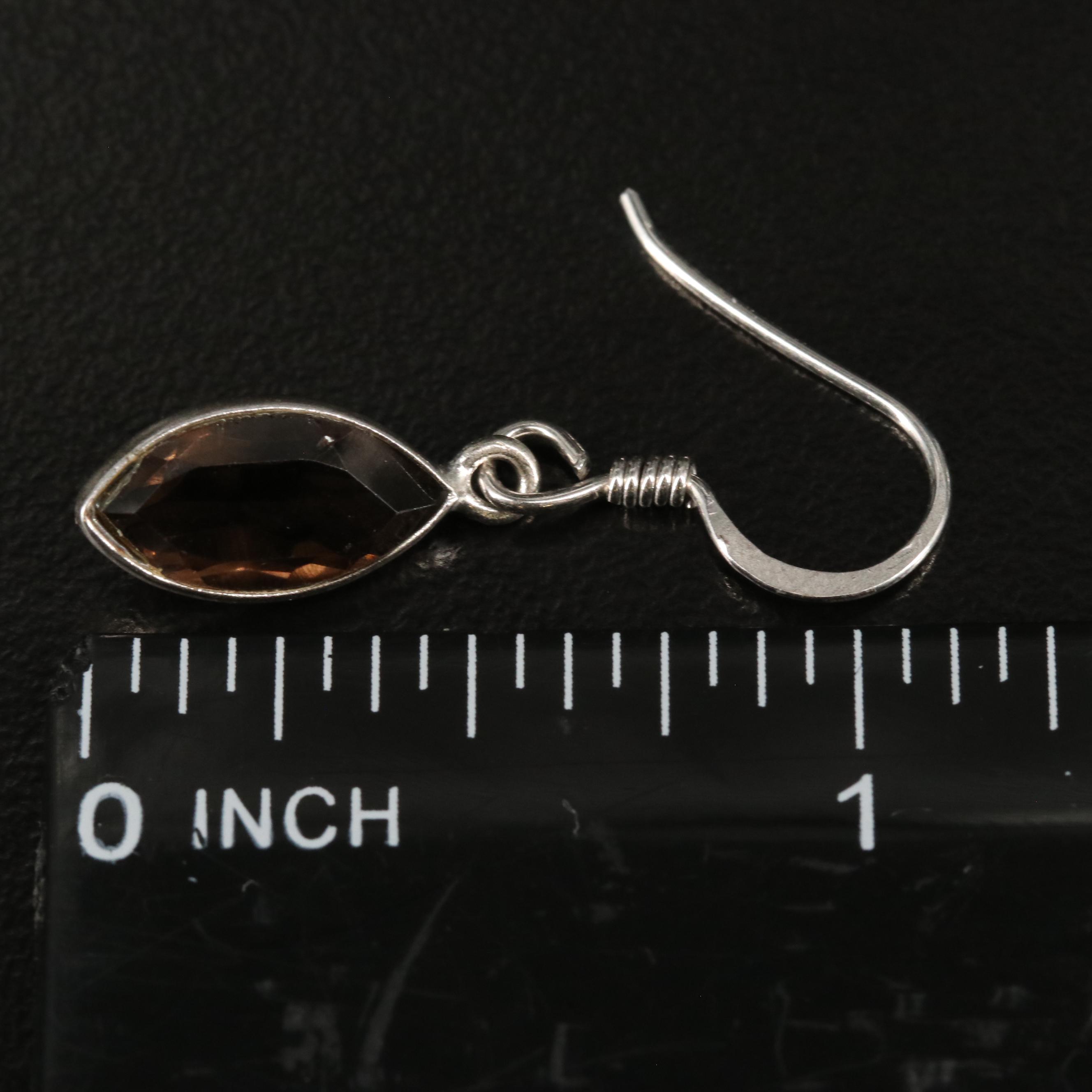 Sterling Smoky Quartz Drop Earrings