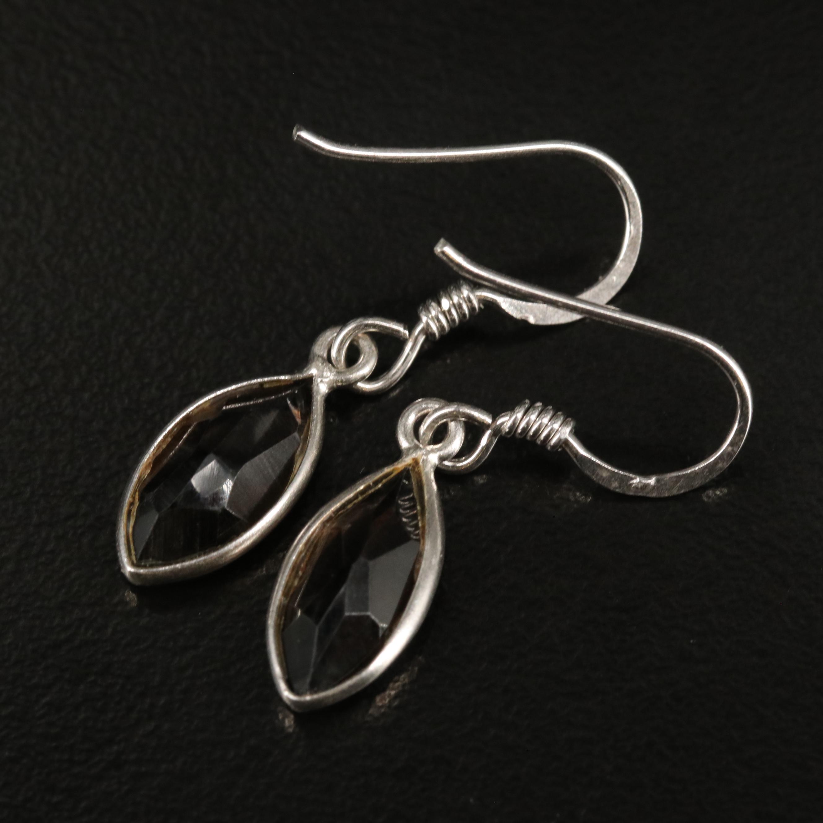 Sterling Smoky Quartz Drop Earrings