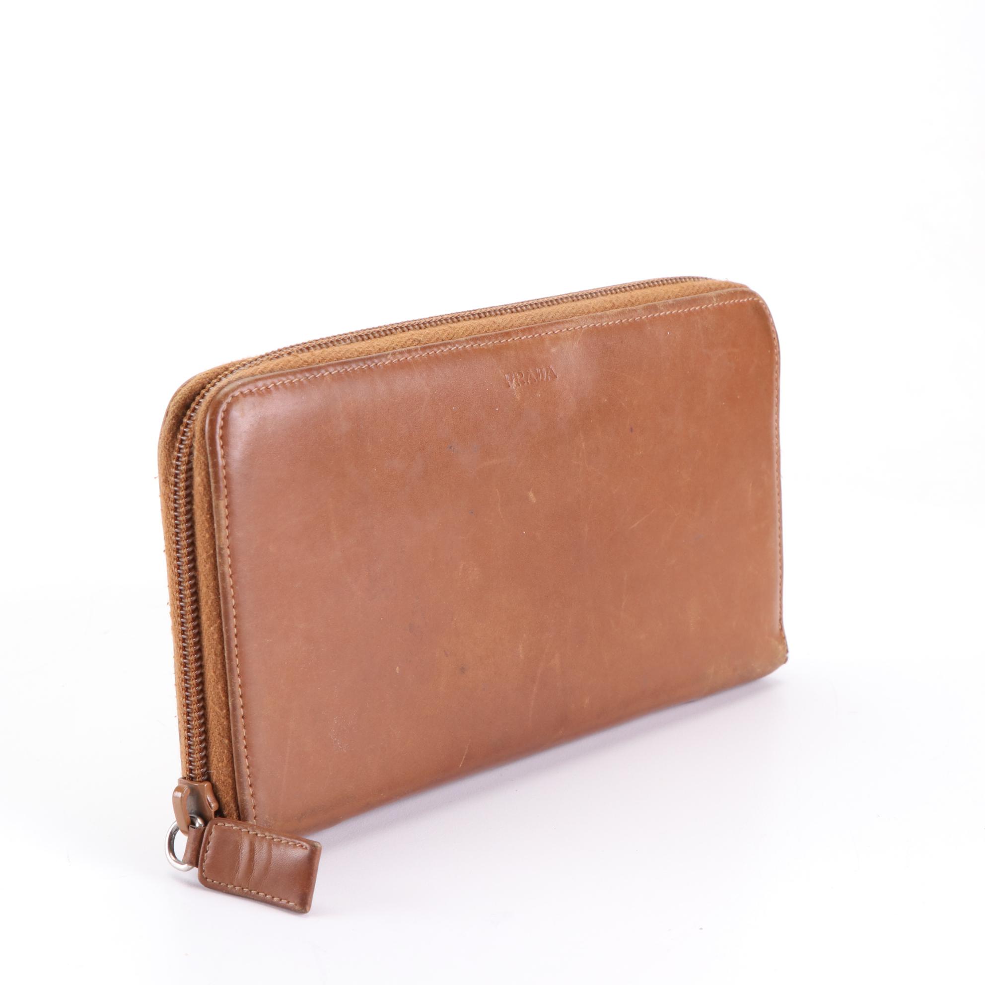 Prada Zip-Around Wallet in Smooth Calfskin Leather