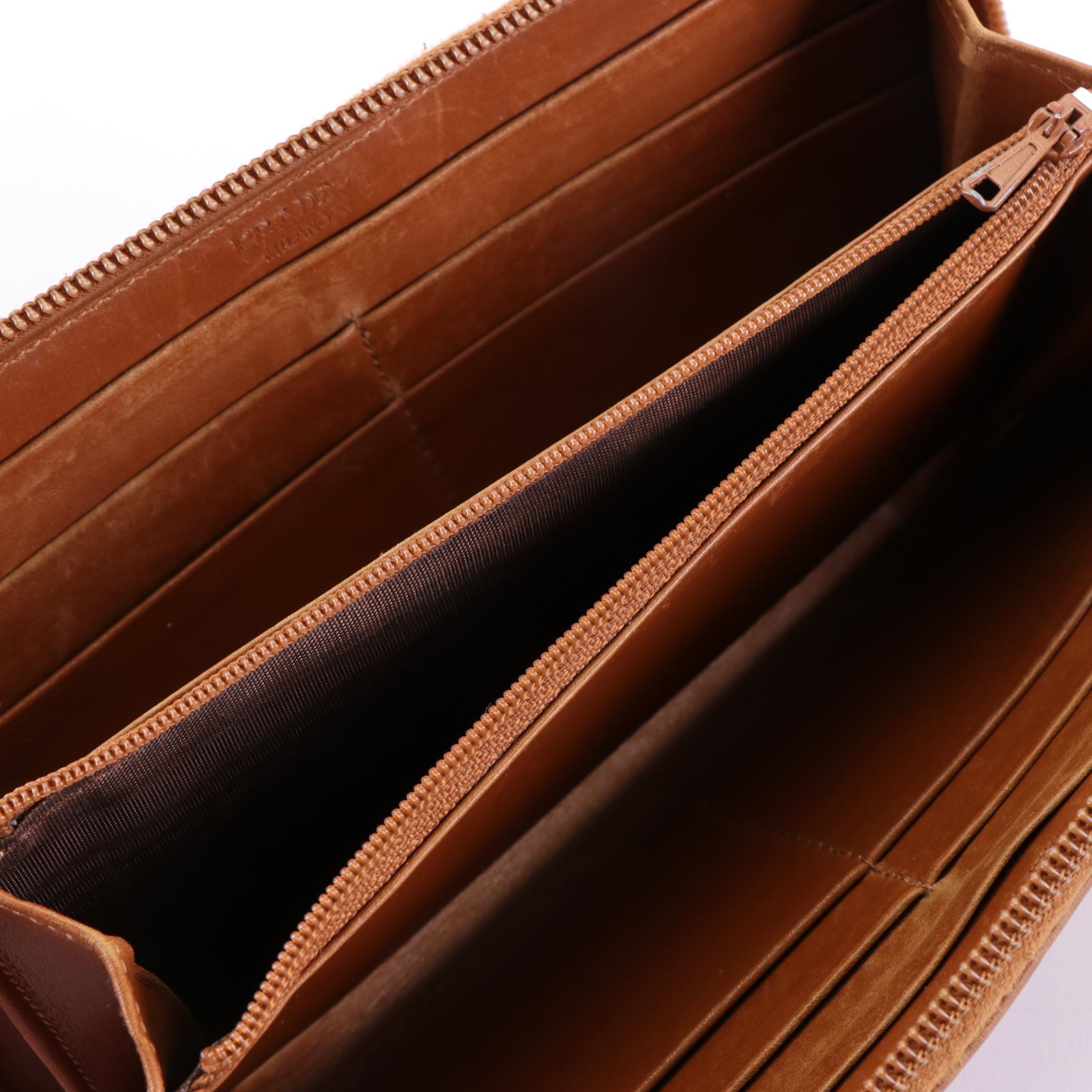 Prada Zip-Around Wallet in Smooth Calfskin Leather