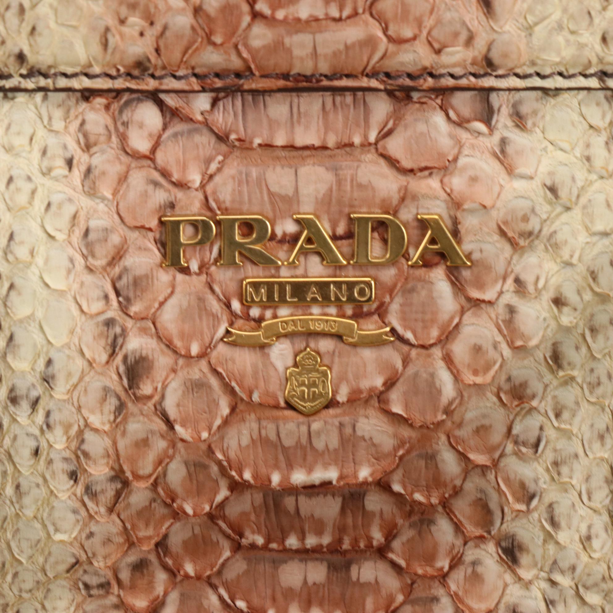 Prada Frame Top Tote Bag in Python Skin with Braided Handles