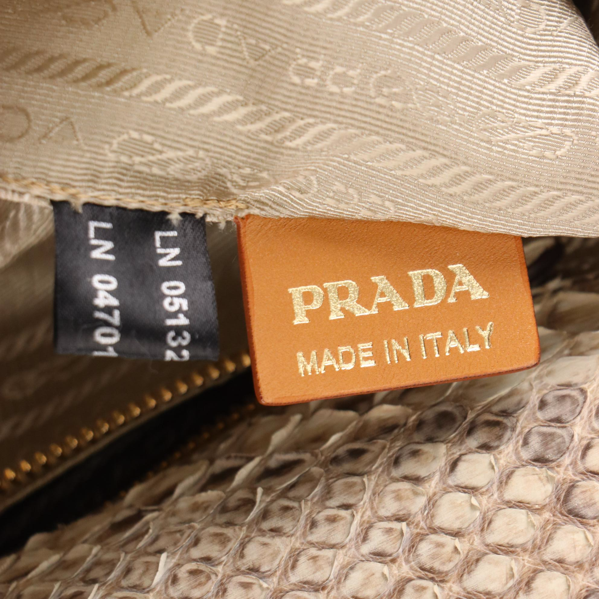 Prada Frame Top Tote Bag in Python Skin with Braided Handles
