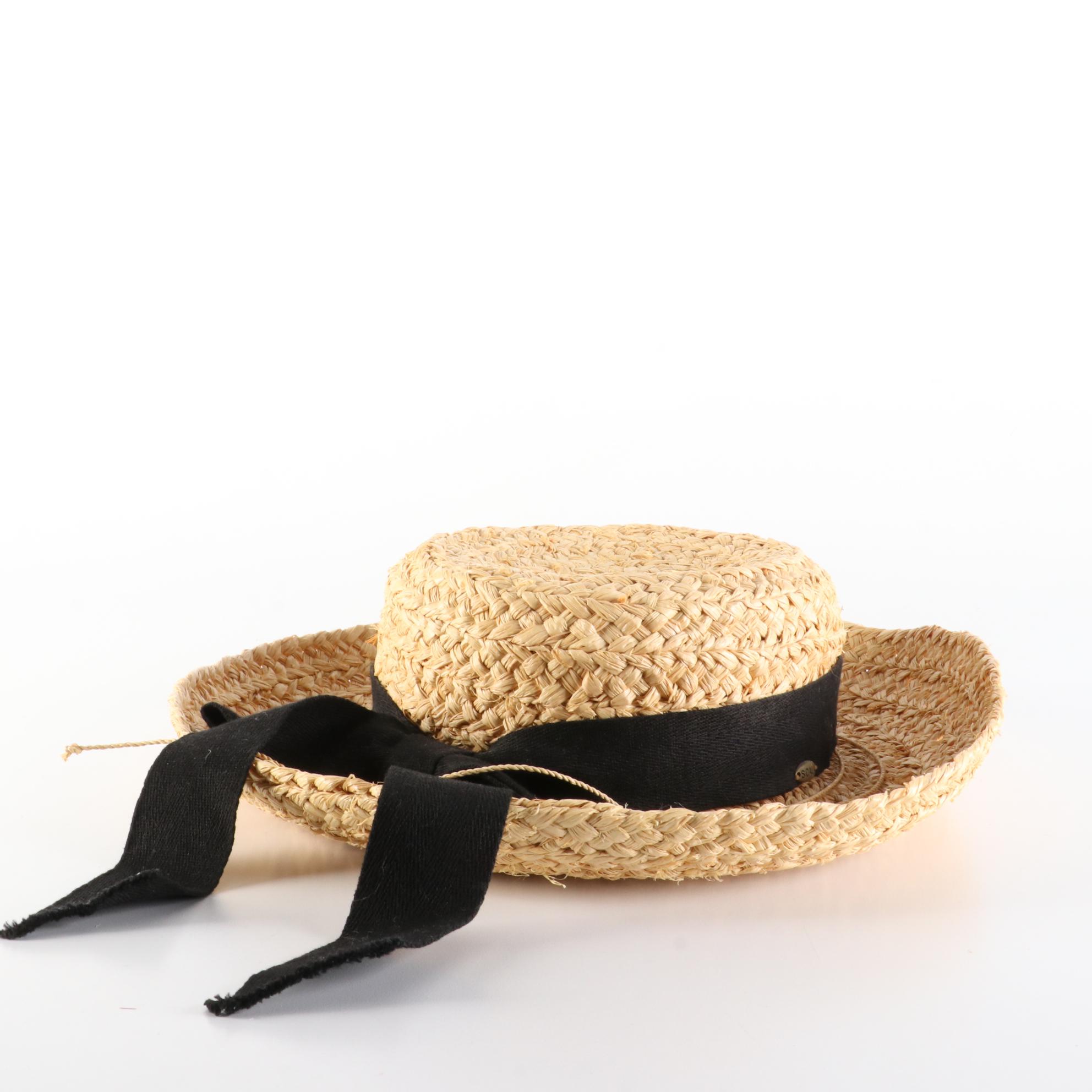 Scala Collection Straw Boater Hat and Surf Gear Wide Brim Floppy Hat