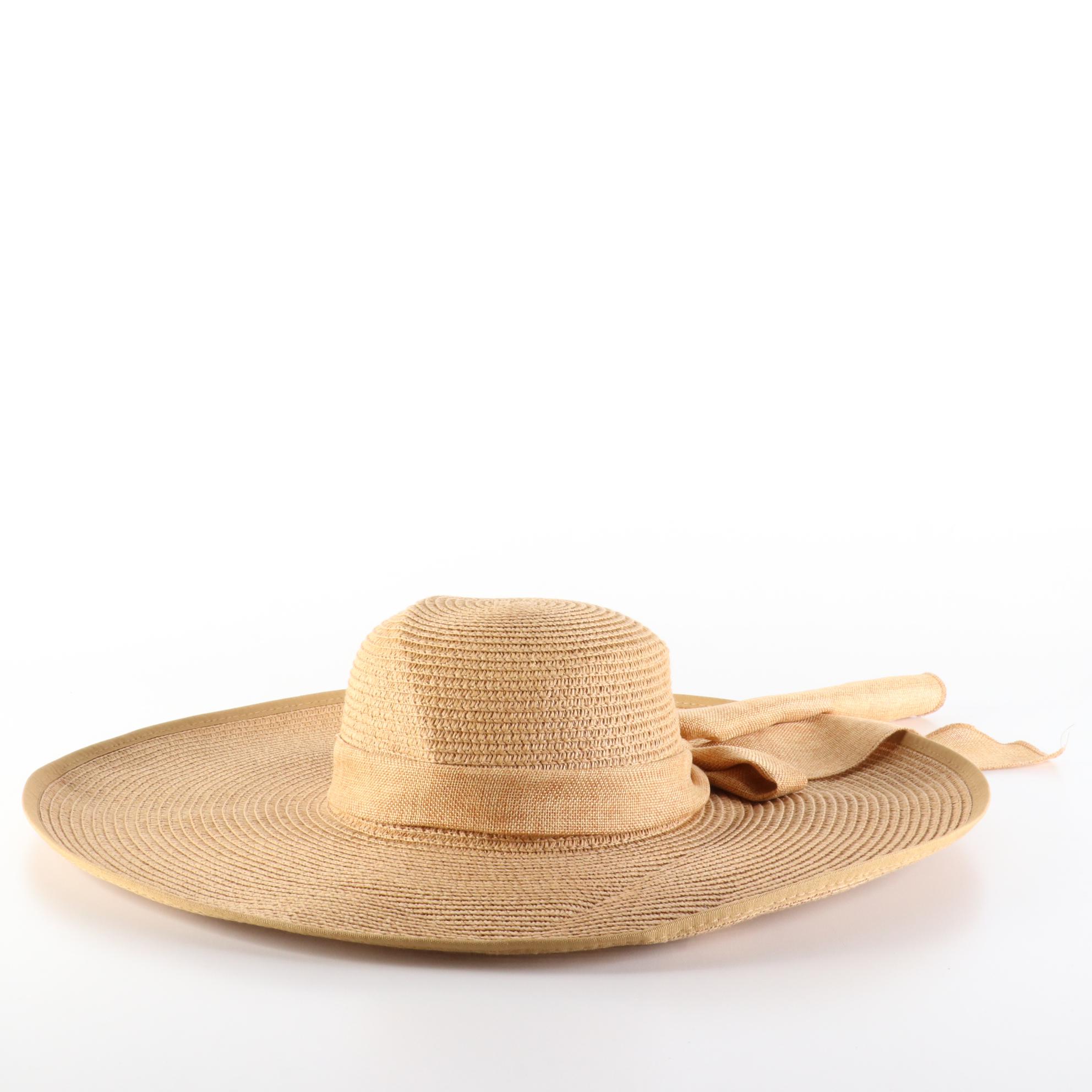 Scala Collection Straw Boater Hat and Surf Gear Wide Brim Floppy Hat