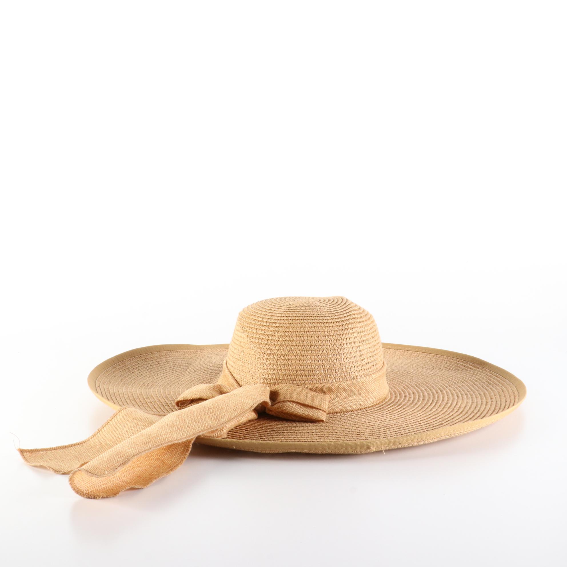 Scala Collection Straw Boater Hat and Surf Gear Wide Brim Floppy Hat