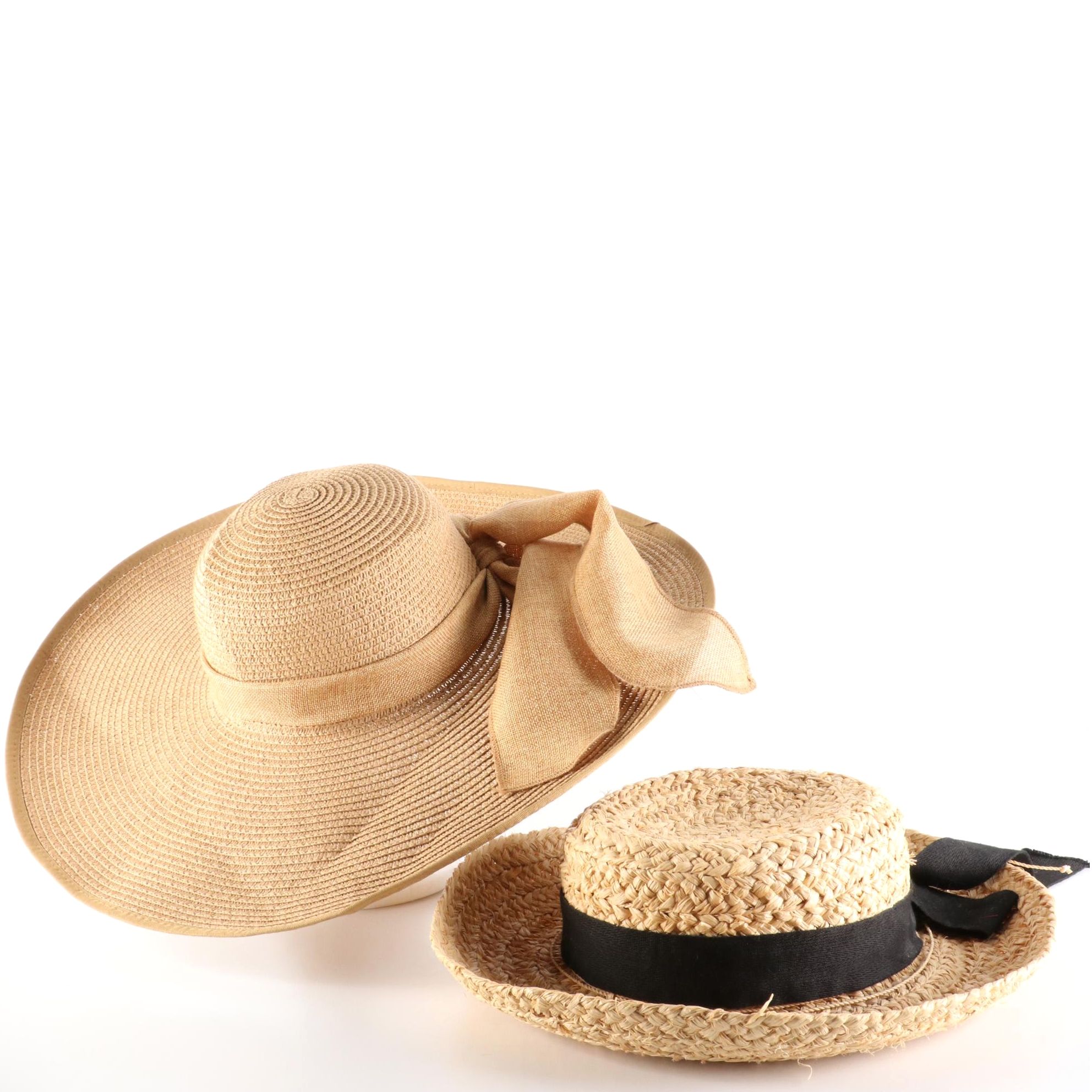 Scala Collection Straw Boater Hat and Surf Gear Wide Brim Floppy Hat