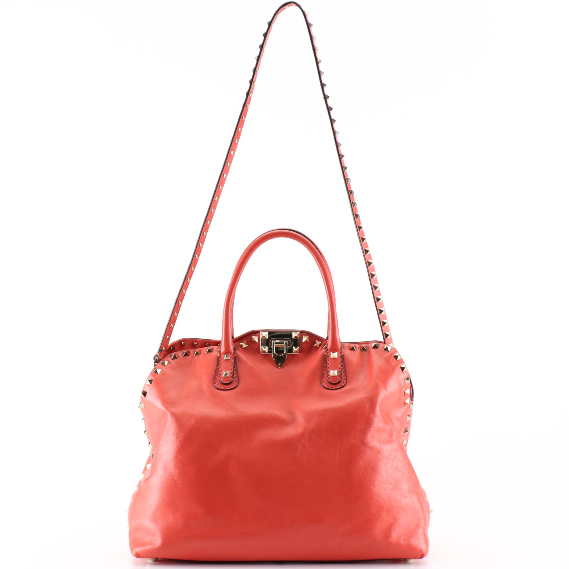 Valentino Garavani Rockstud Convertible Dome Tote in Leather with Box