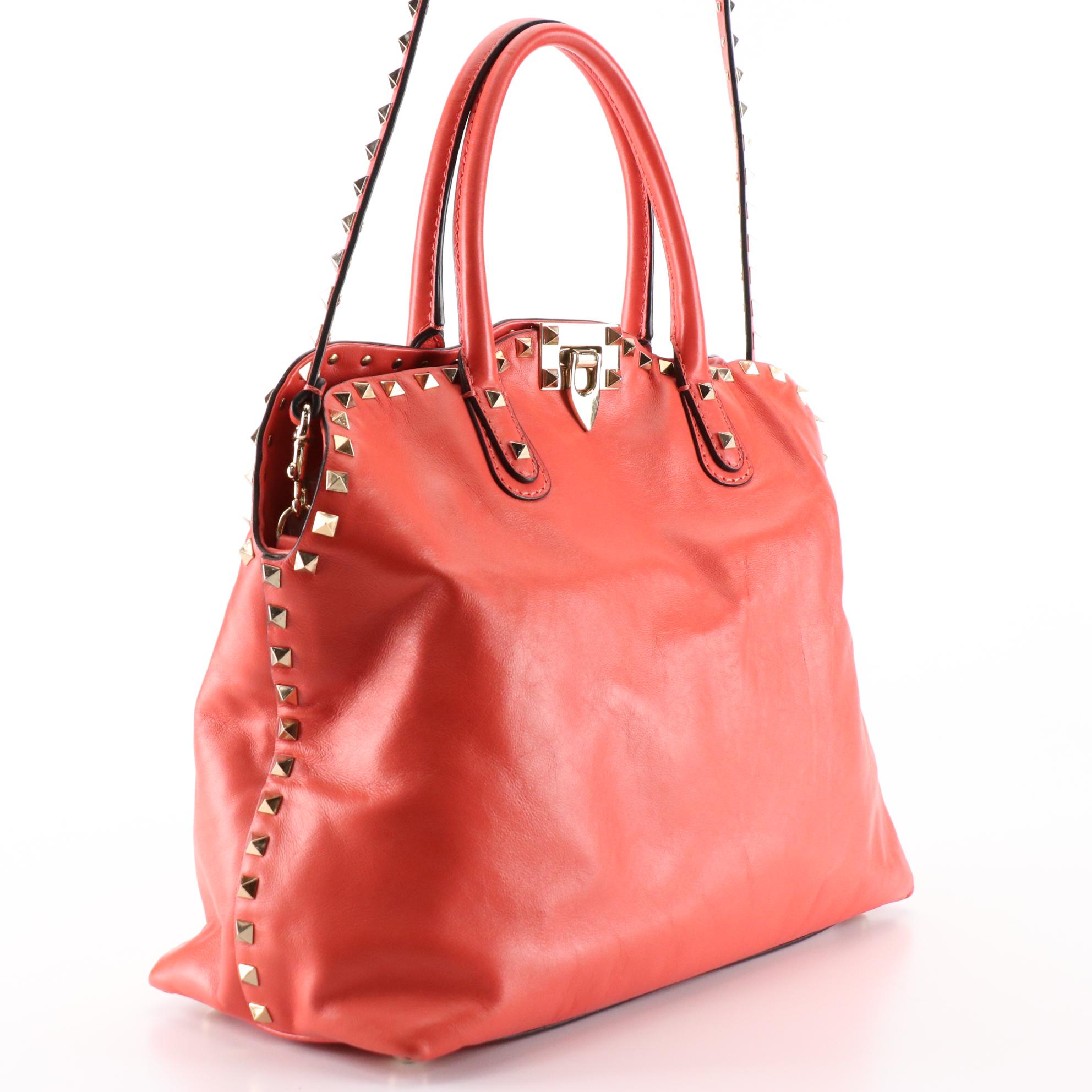 Valentino Garavani Rockstud Convertible Dome Tote in Leather with Box