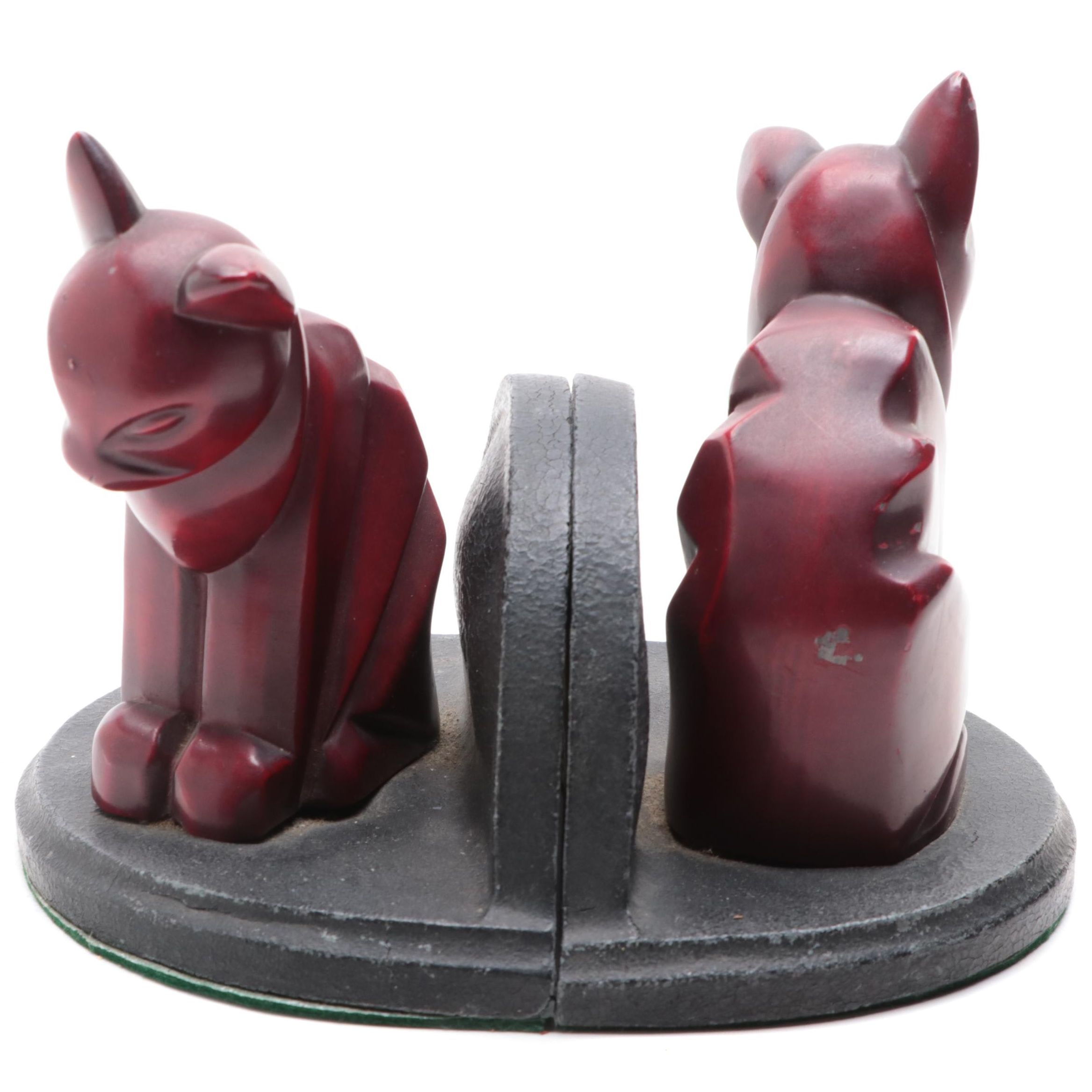 MCM Style Cast Metal Pair of Cat Bookends