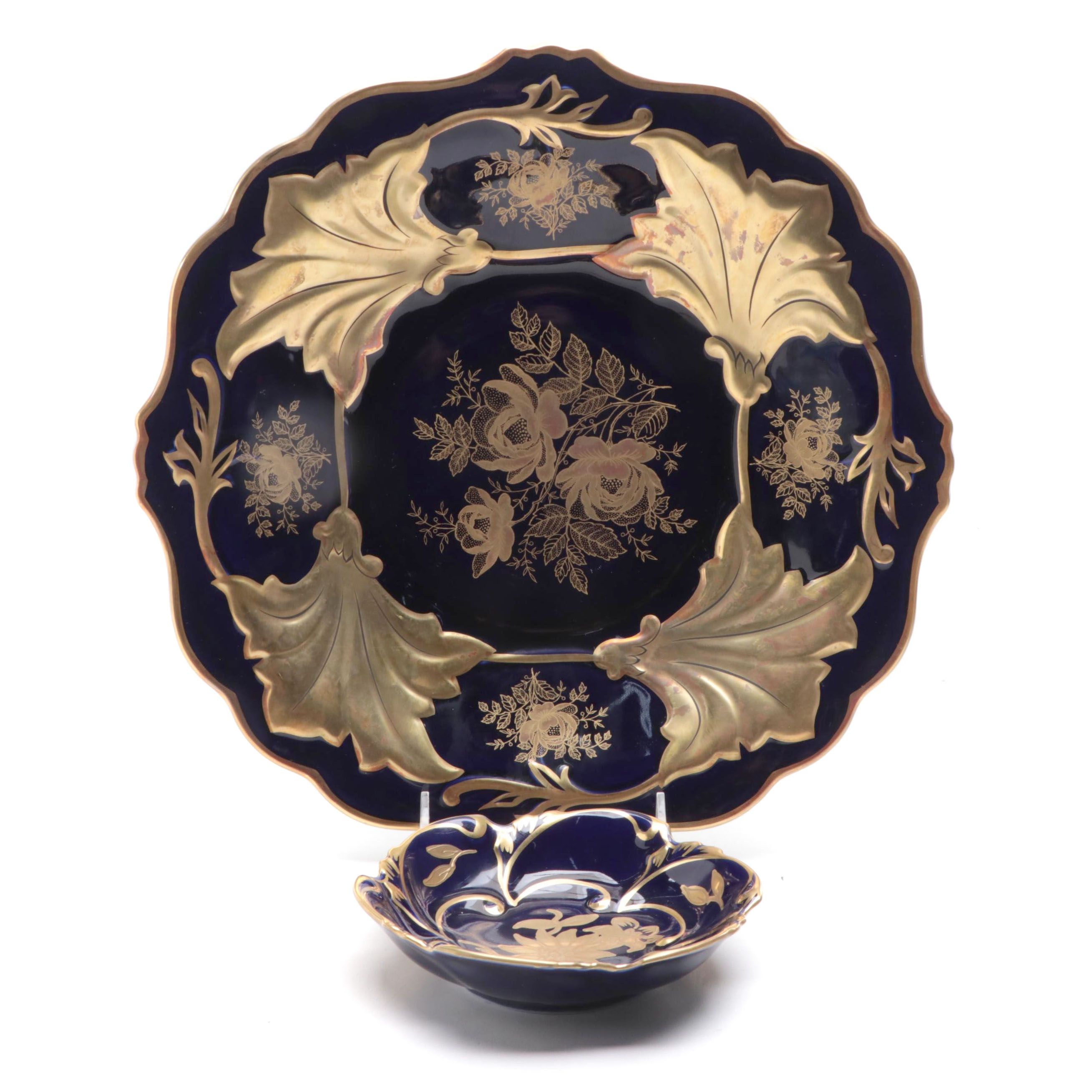 Weimar and Jlmenau Cobalt and Gilt Porcelain Bowls