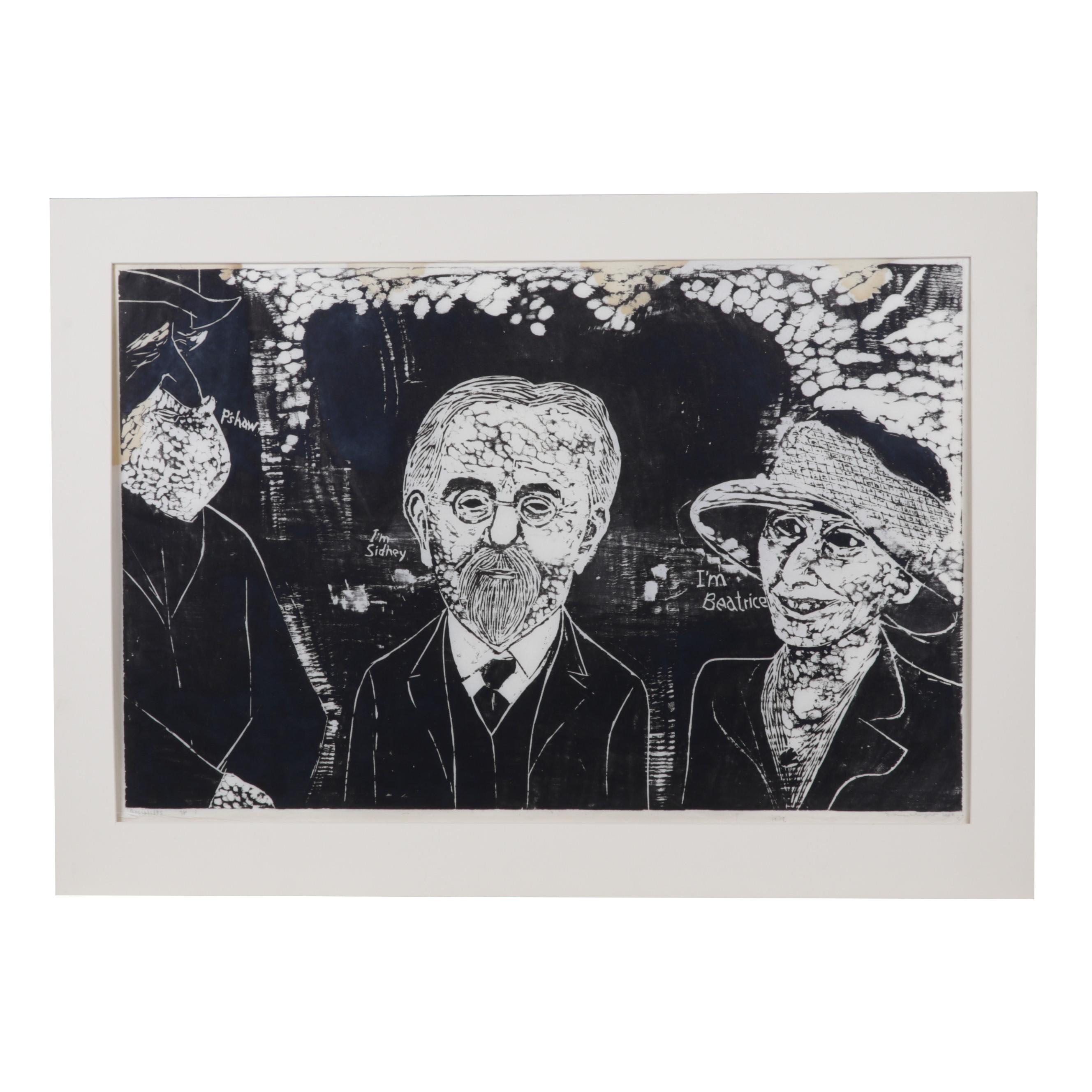 Sidney Chafetz Woodcut "Socialists," 1966