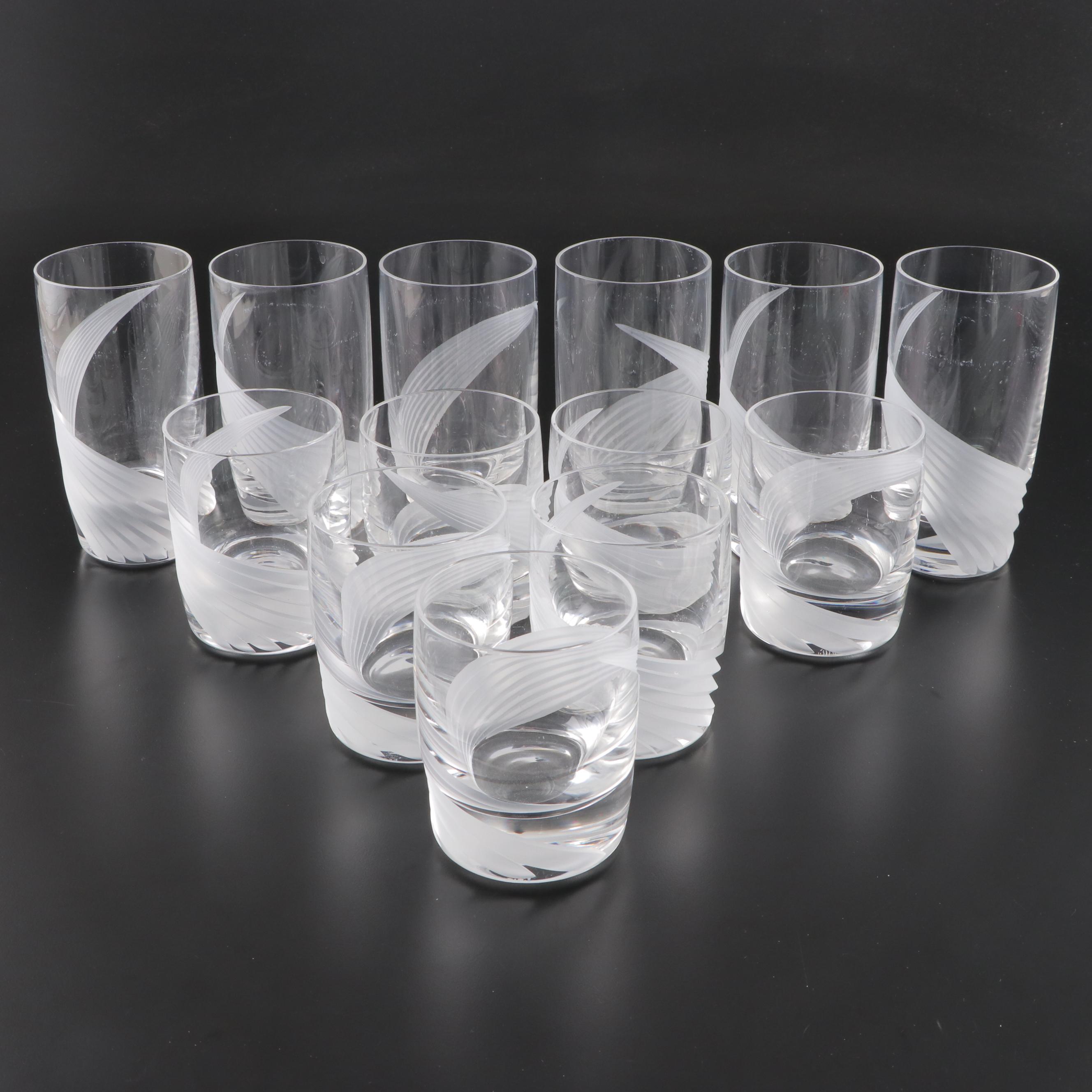Lenox "Windswept Clear" Crystal Double Old Fashioned and Highball Glasses