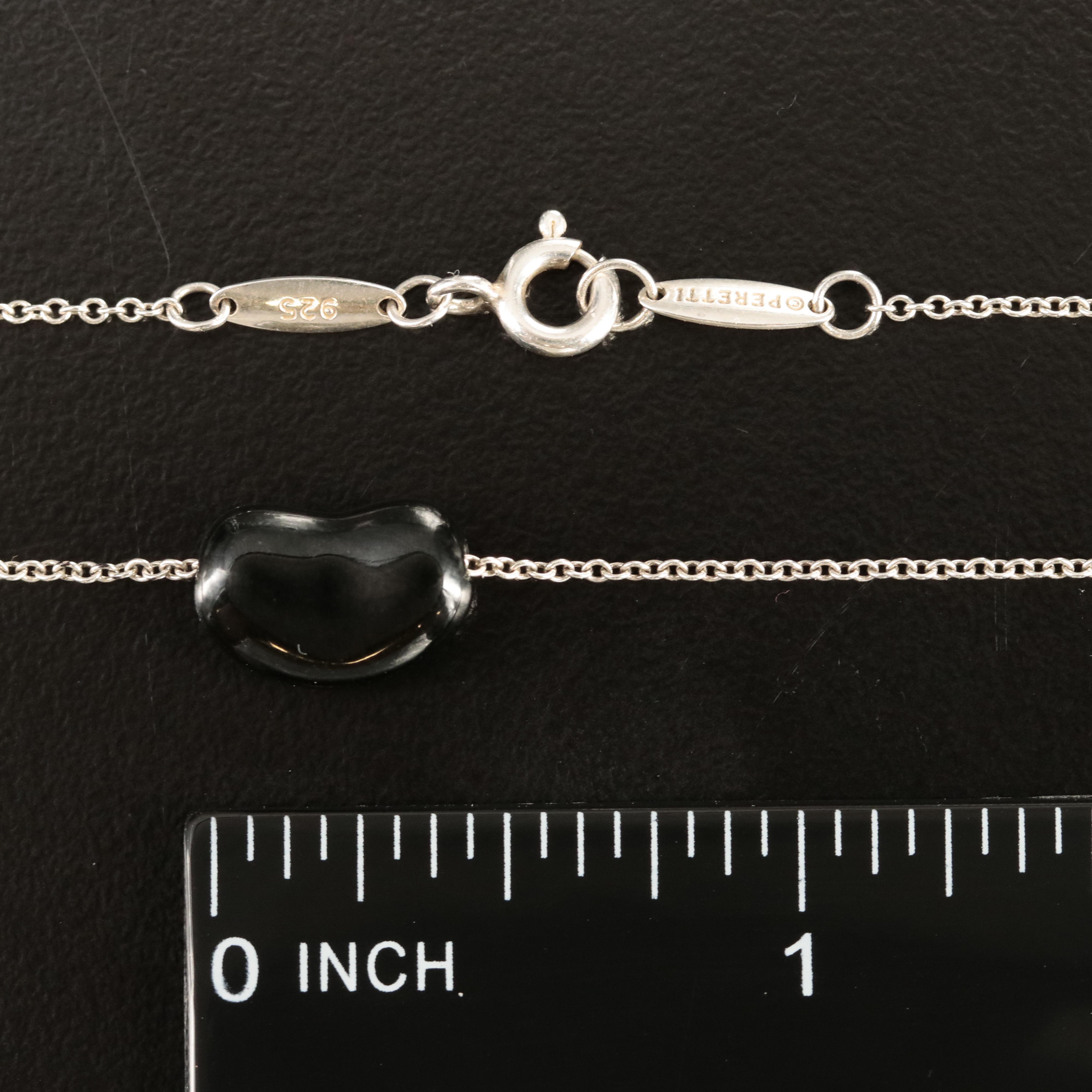 Elsa Peretti for Tiffany & Co. "Bean" Sterling Black Onyx Necklace