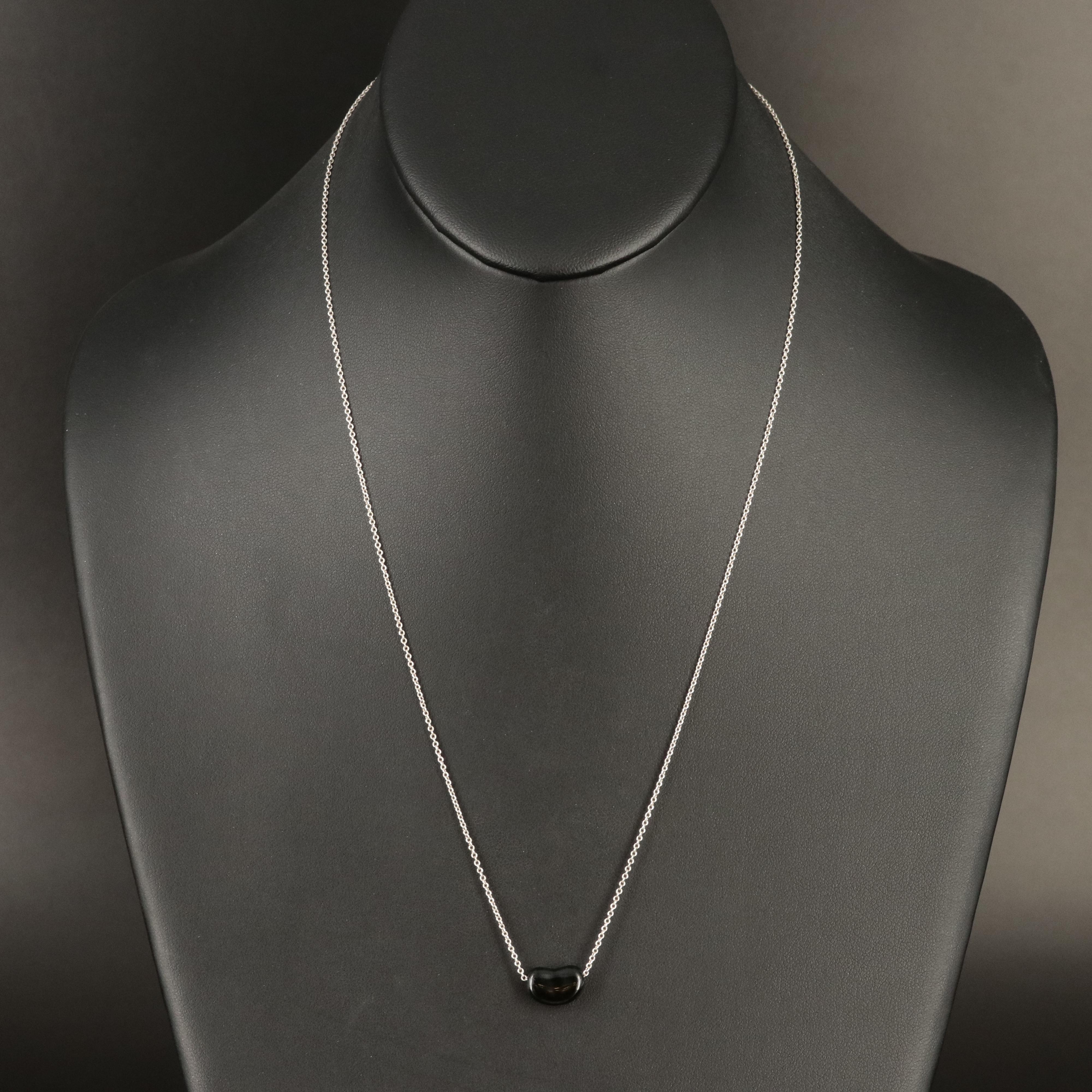 Elsa Peretti for Tiffany & Co. "Bean" Sterling Black Onyx Necklace
