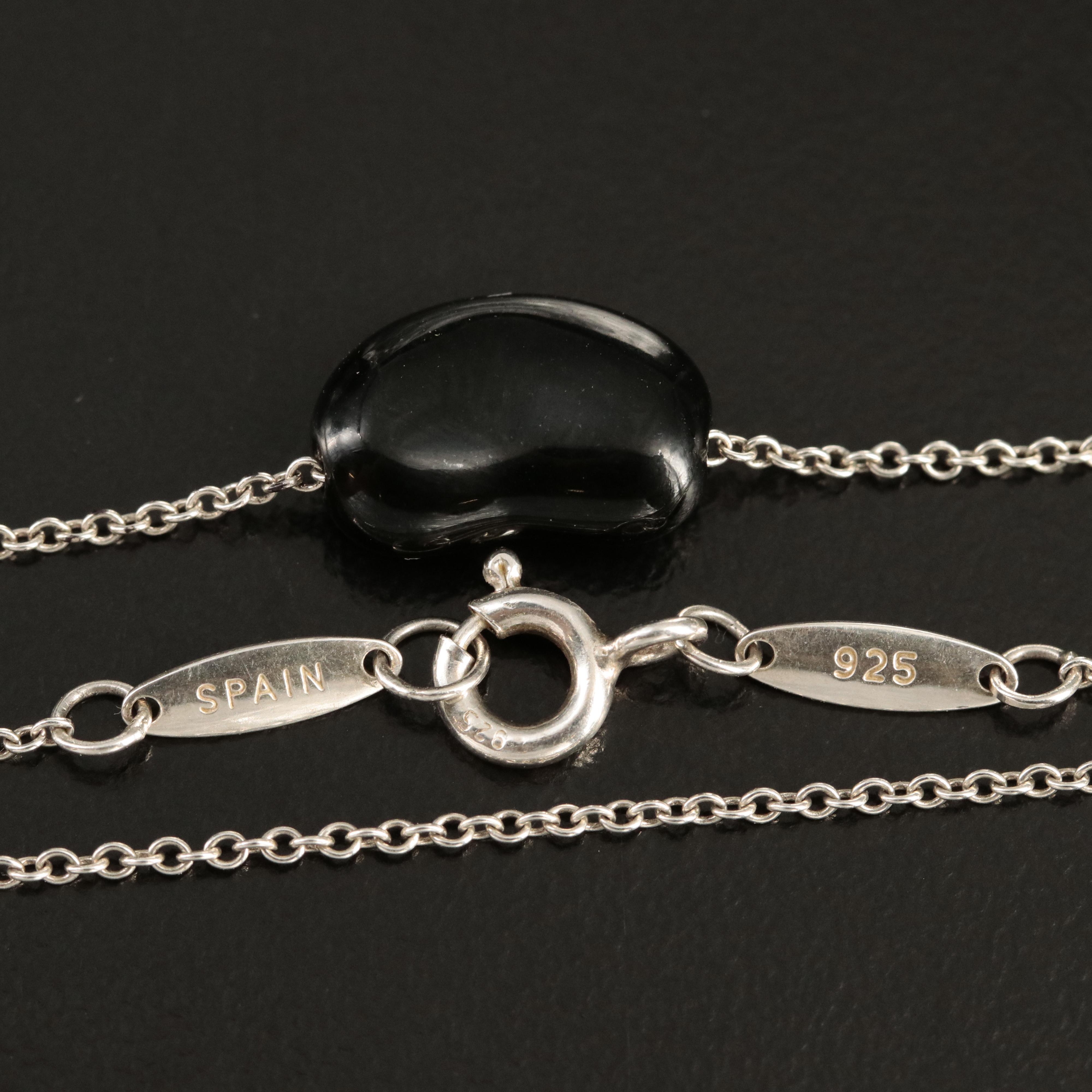 Elsa Peretti for Tiffany & Co. "Bean" Sterling Black Onyx Necklace