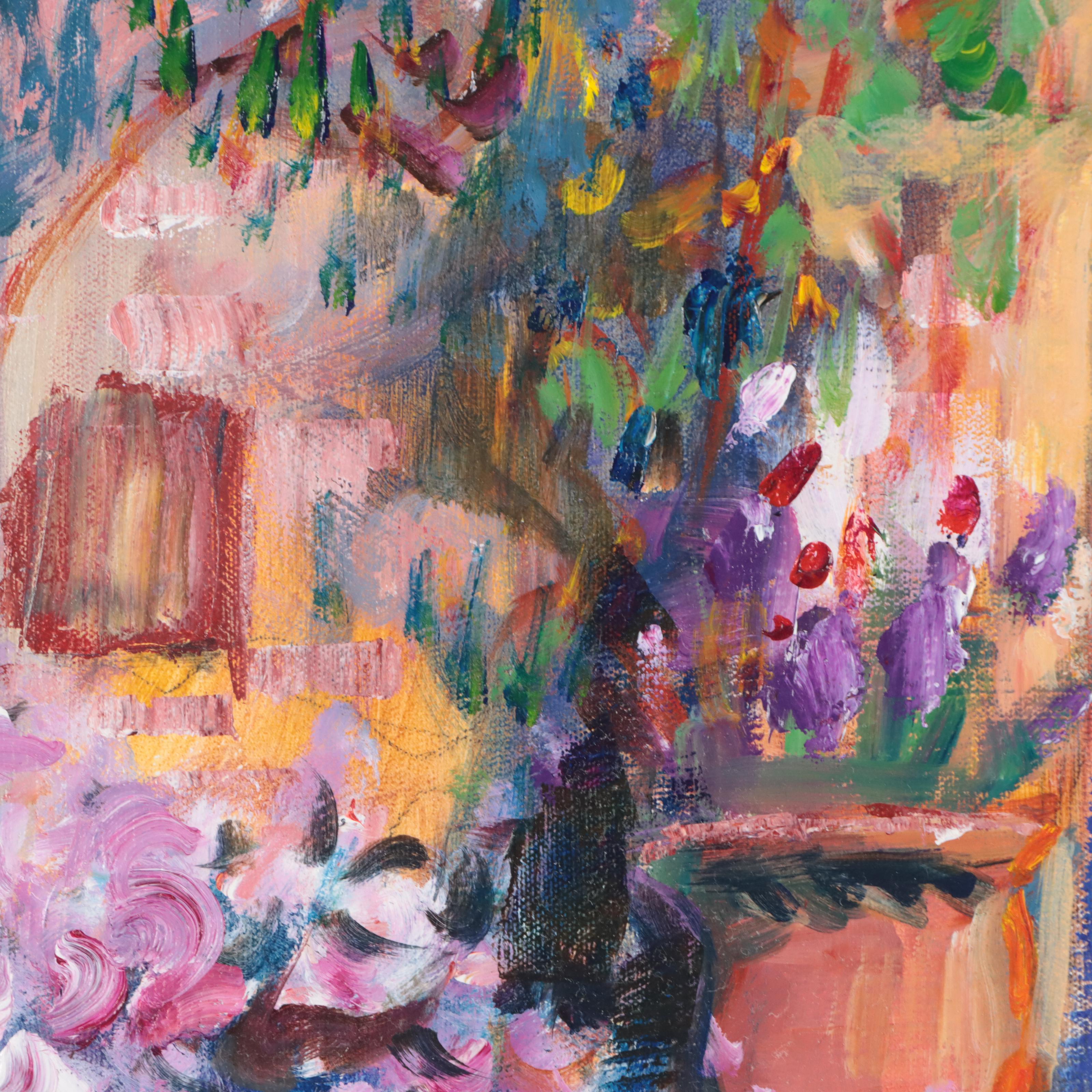 Frédéric Bonin Pissarro Oil Painting of Garden, Late 20th Century