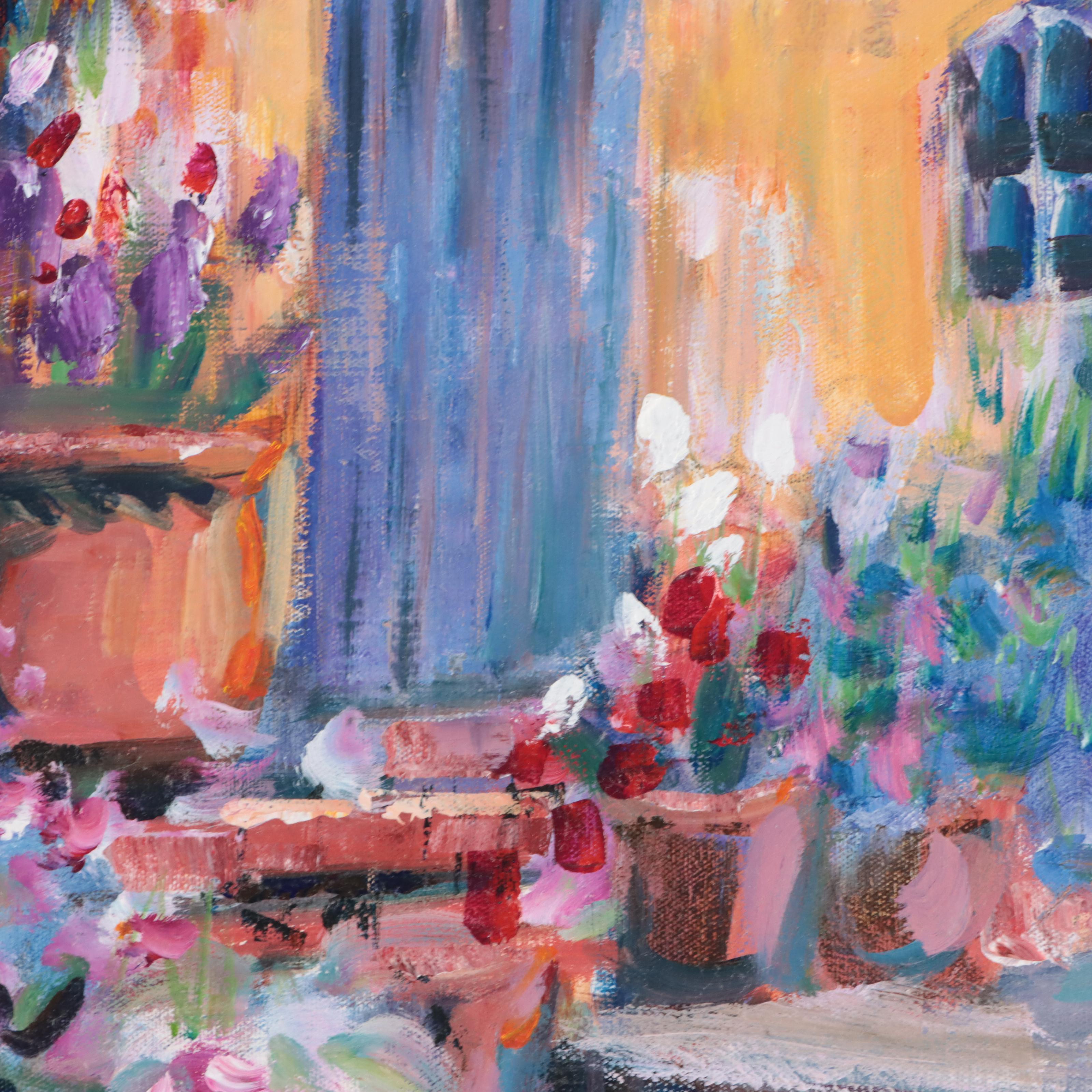 Frédéric Bonin Pissarro Oil Painting of Garden, Late 20th Century