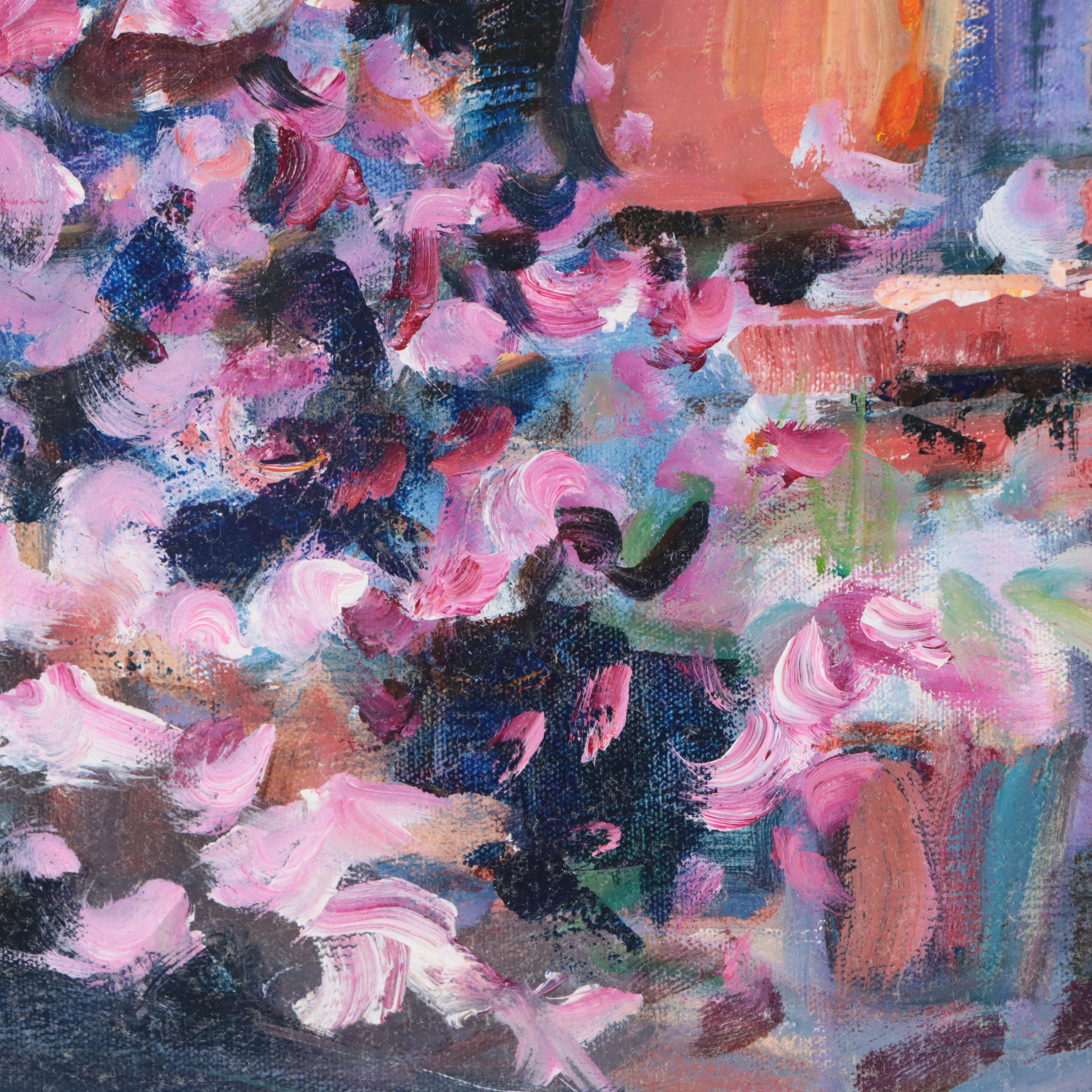 Frédéric Bonin Pissarro Oil Painting of Garden, Late 20th Century