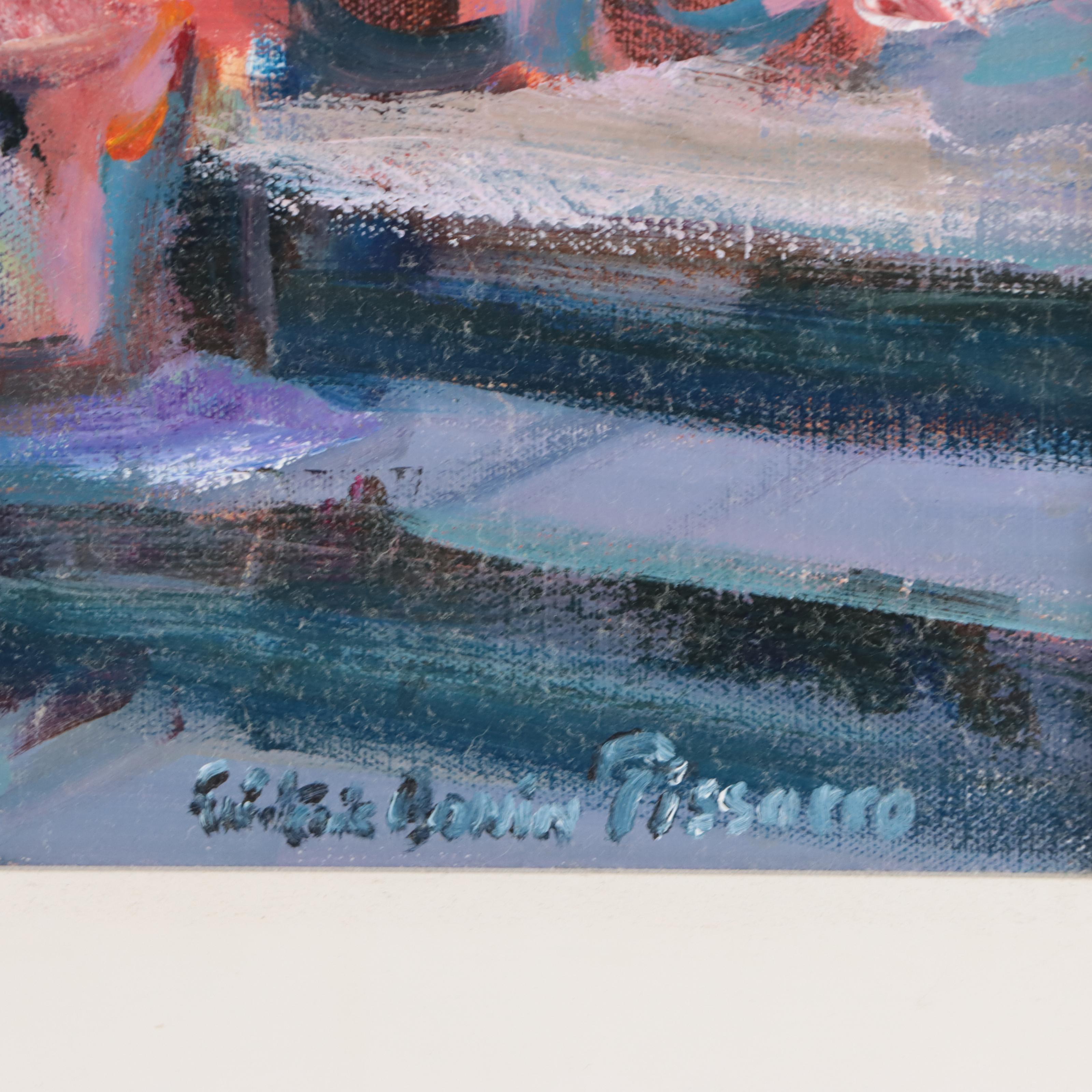 Frédéric Bonin Pissarro Oil Painting of Garden, Late 20th Century