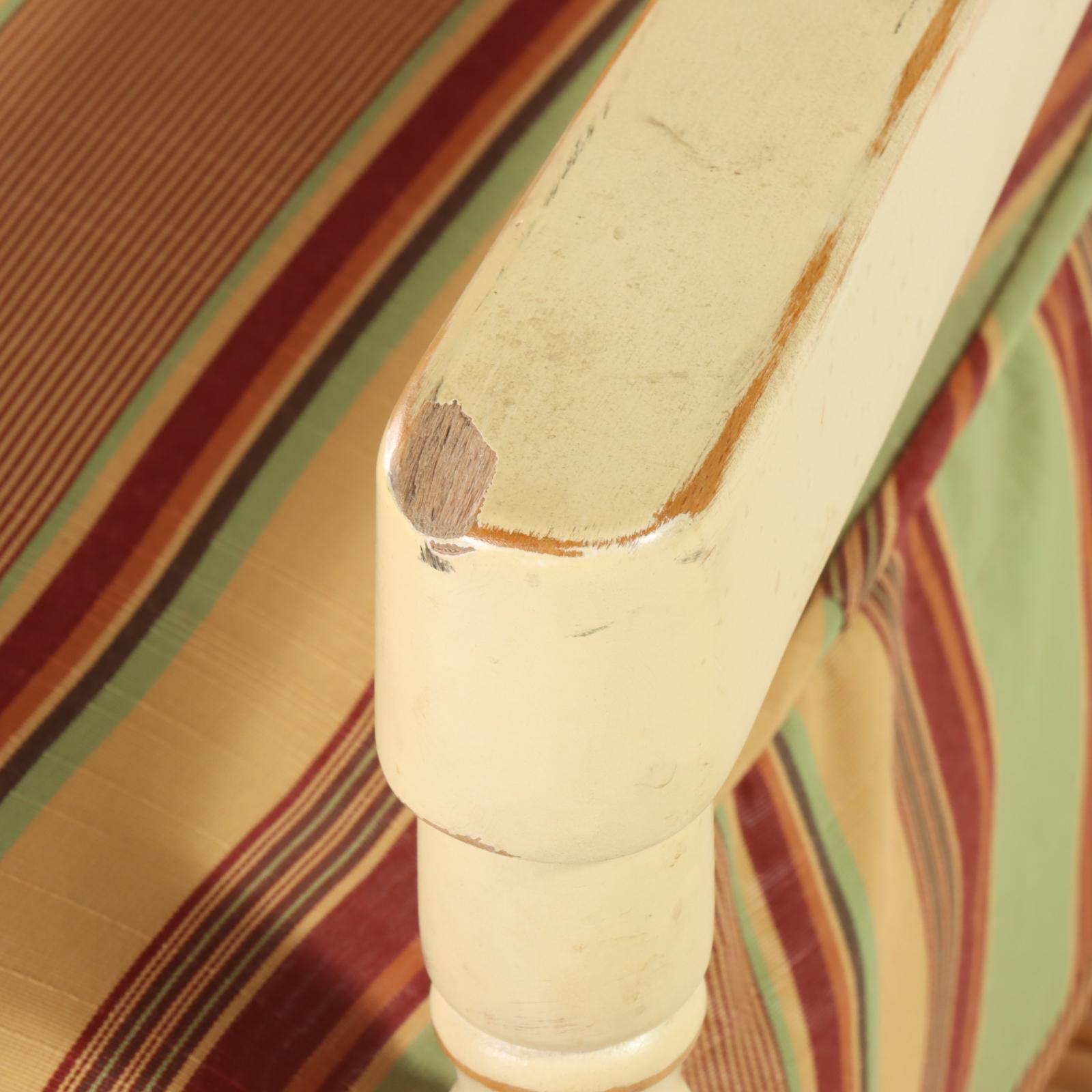 Harden Furniture French Provincial Style Painted Wood and Rush Seat Armchair