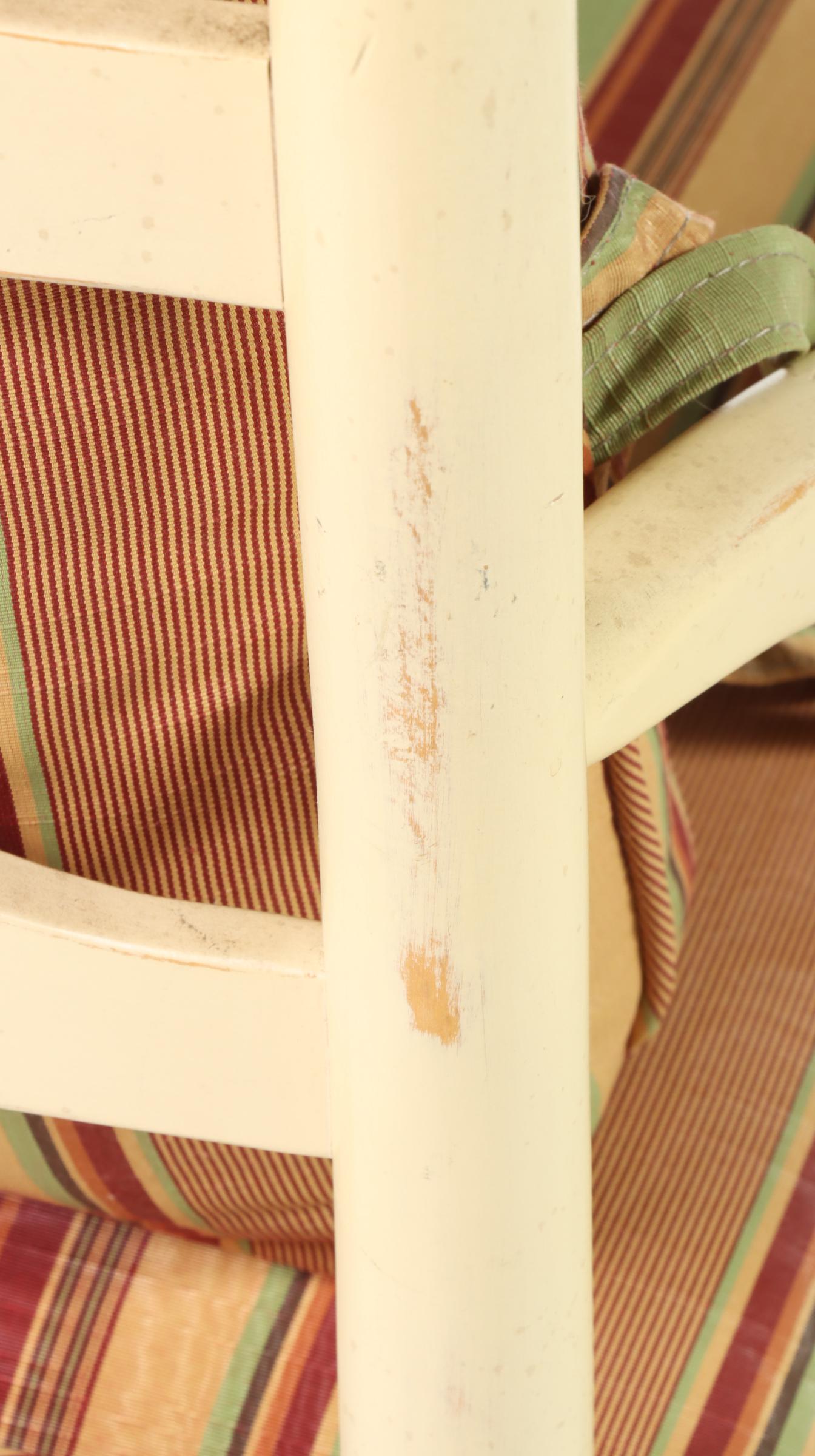 Harden Furniture French Provincial Style Painted Wood and Rush Seat Armchair