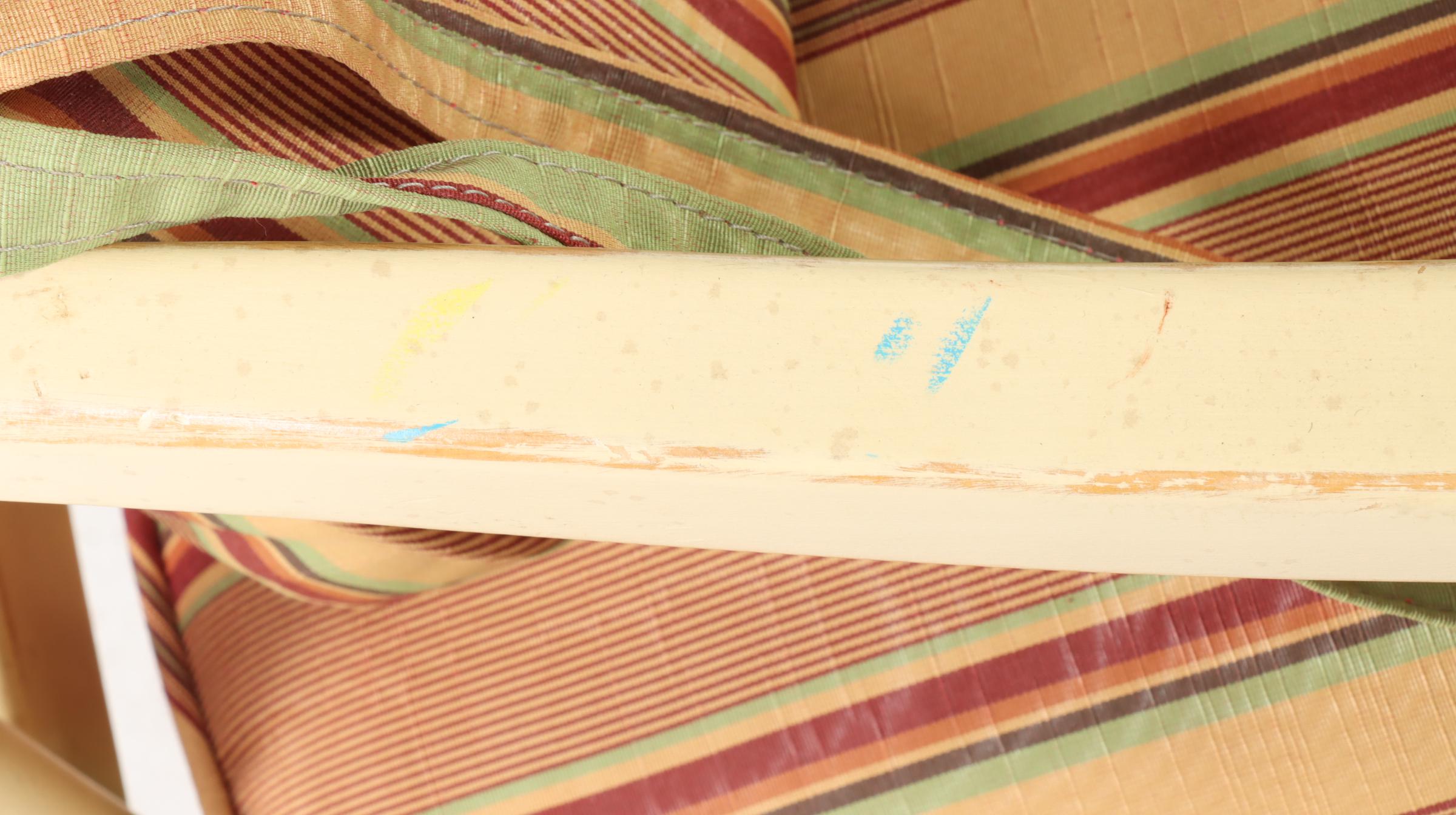 Harden Furniture French Provincial Style Painted Wood and Rush Seat Armchair