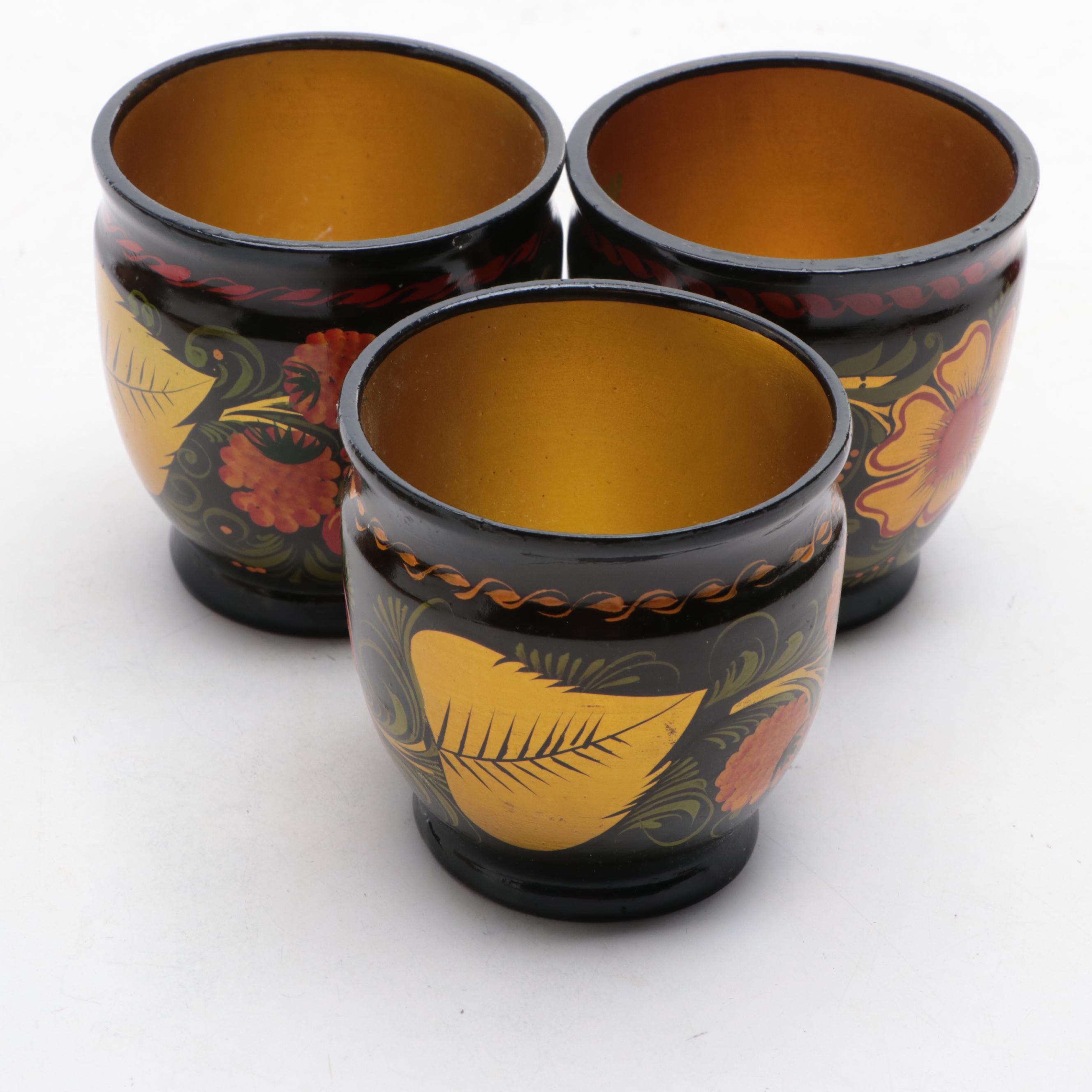 Russian Khokhloma Lacquerware Bowls and Tableware