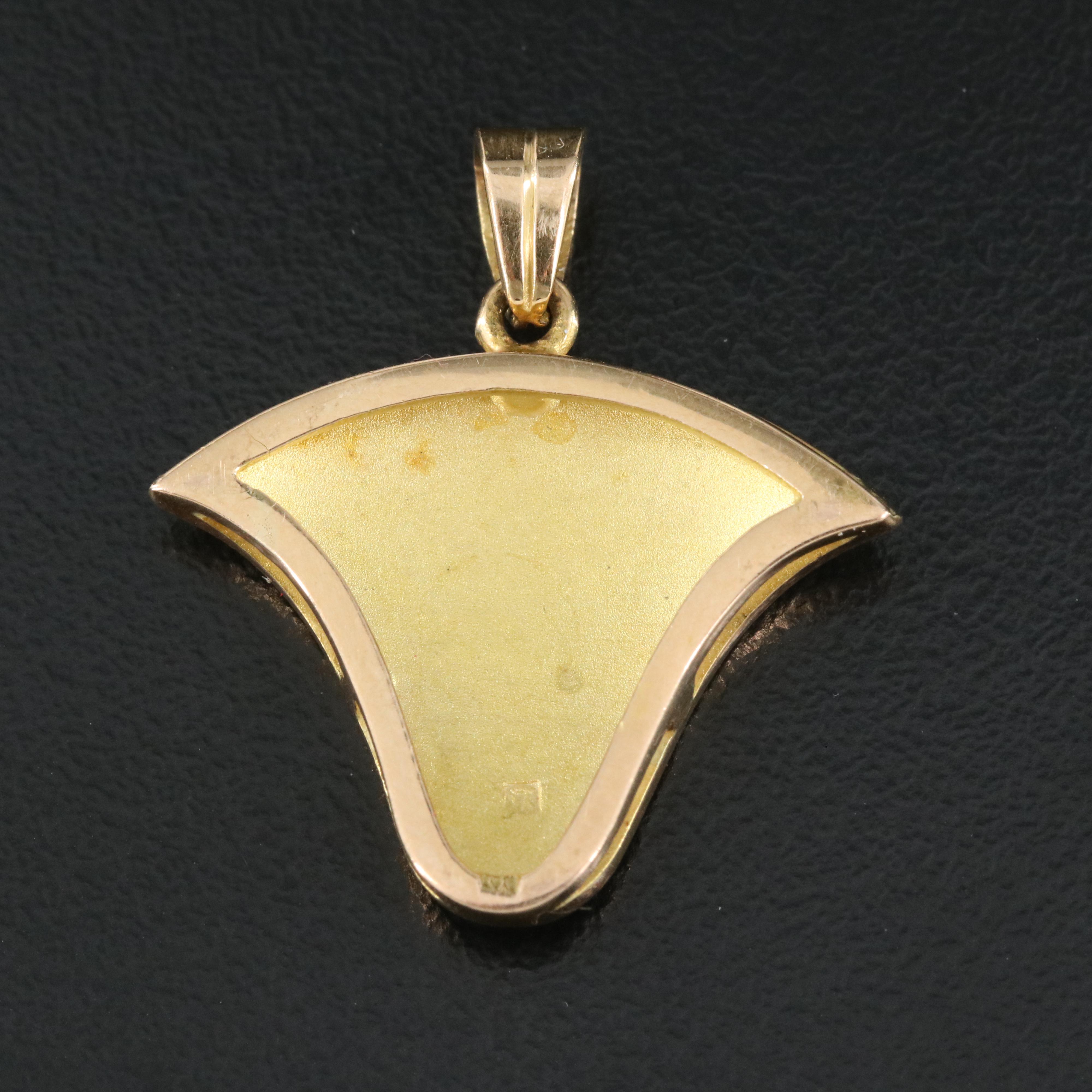 Egyptian 18K Enamel Lotus Flower Pendant