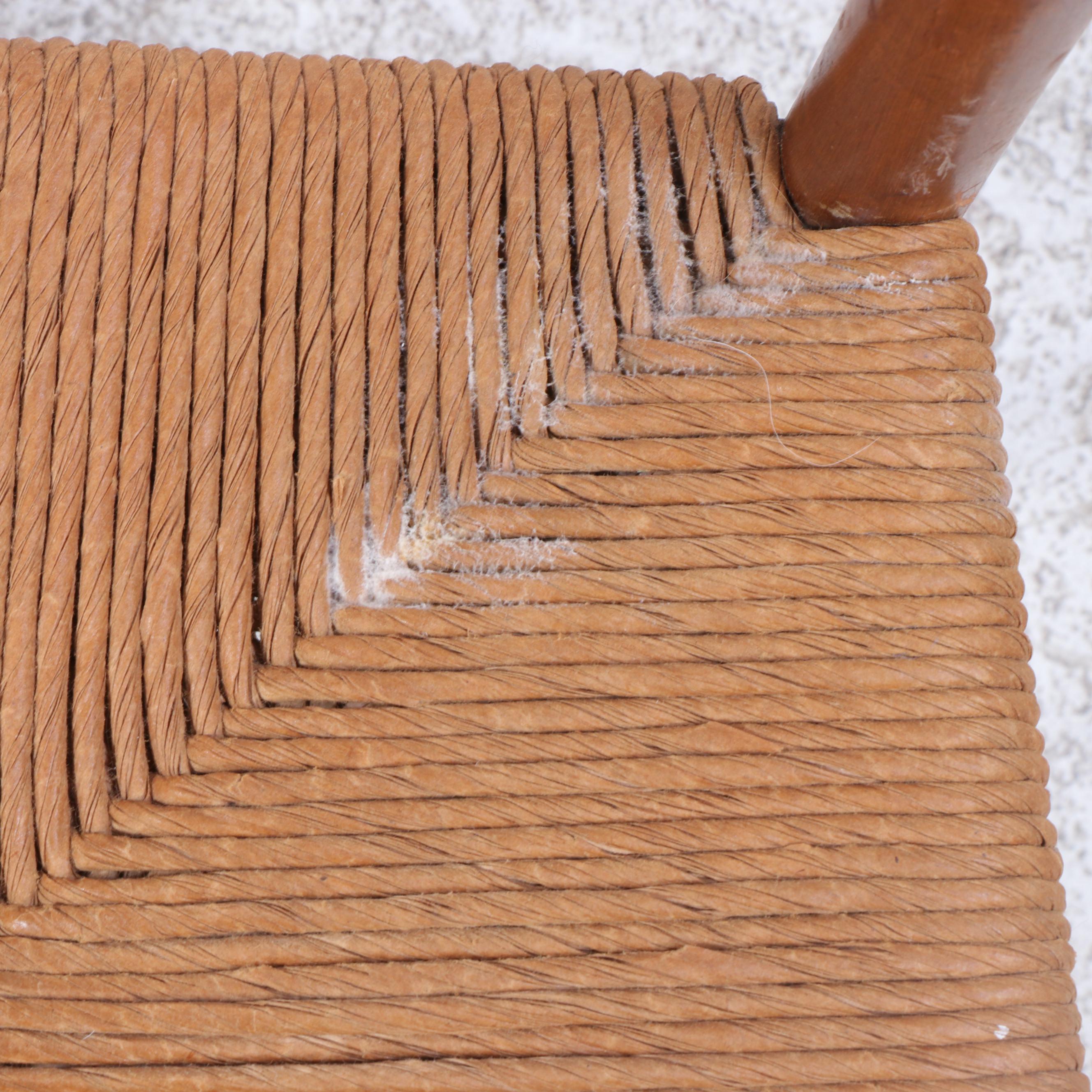 Four Ladder Back Maple and Rush Seat Side Chairs