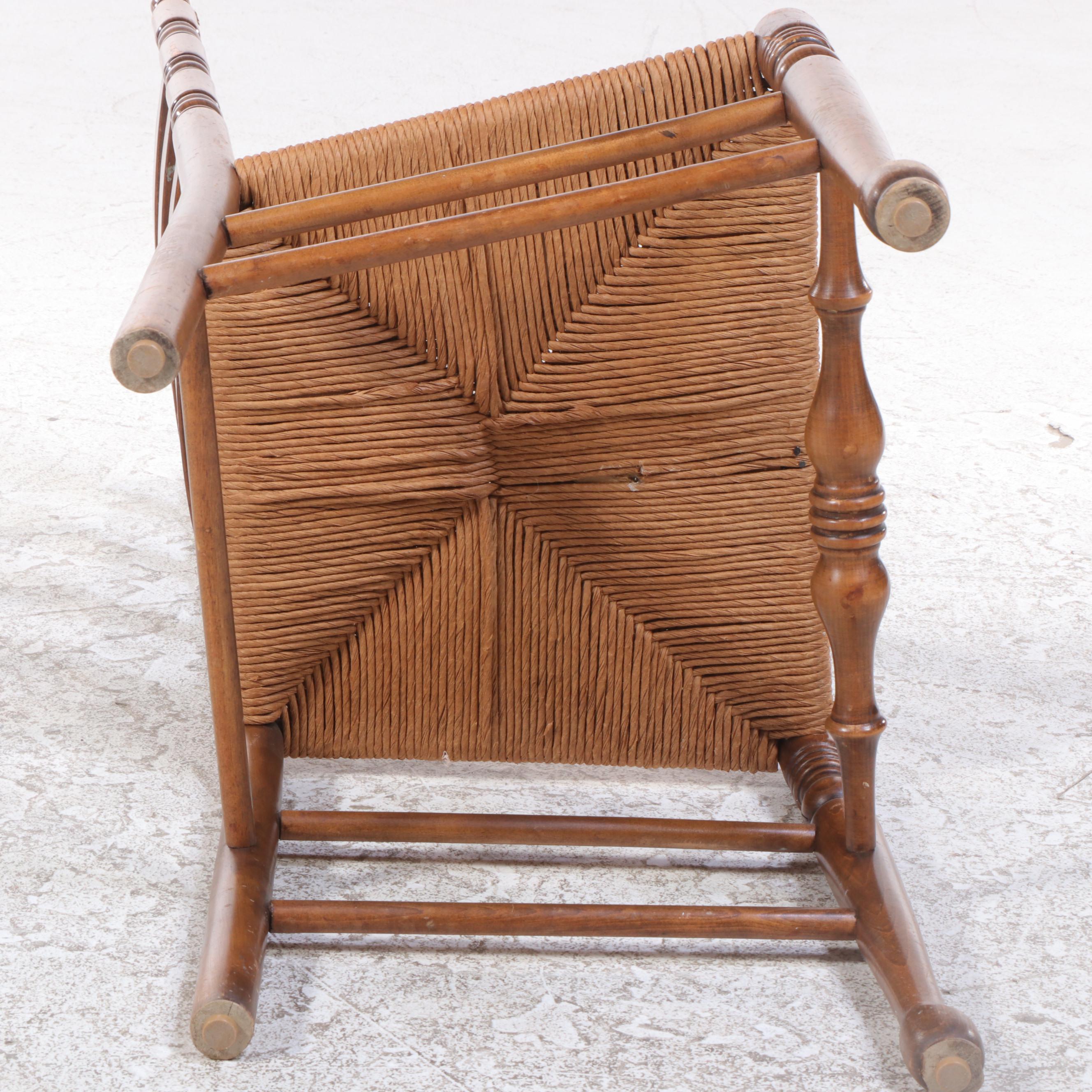 Four Ladder Back Maple and Rush Seat Side Chairs
