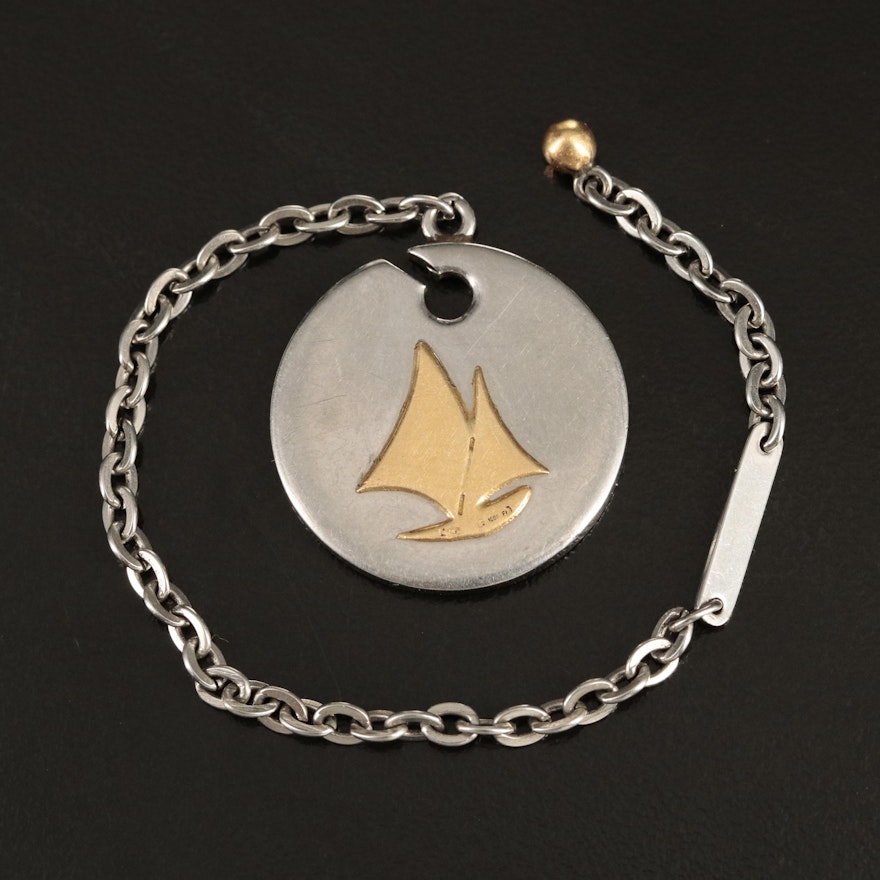 Zoppini Sailboat Watch Fob Chain with 14K Accent