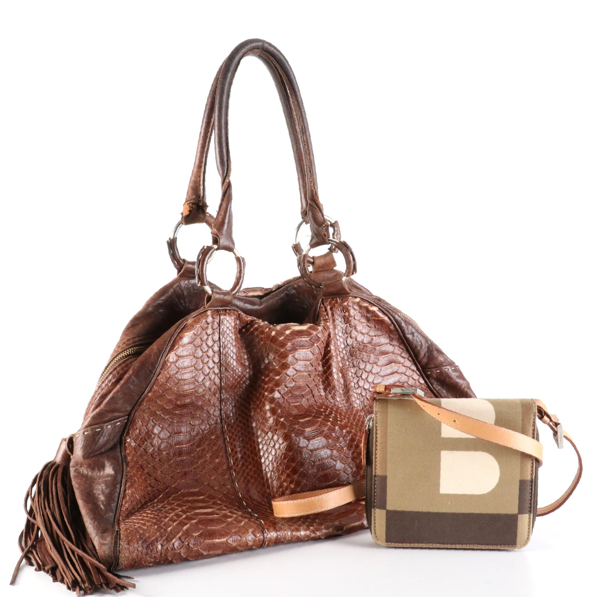 Bally Beppina Crossbody Wallet and Badgley Mischka Python Effect Leather Bag