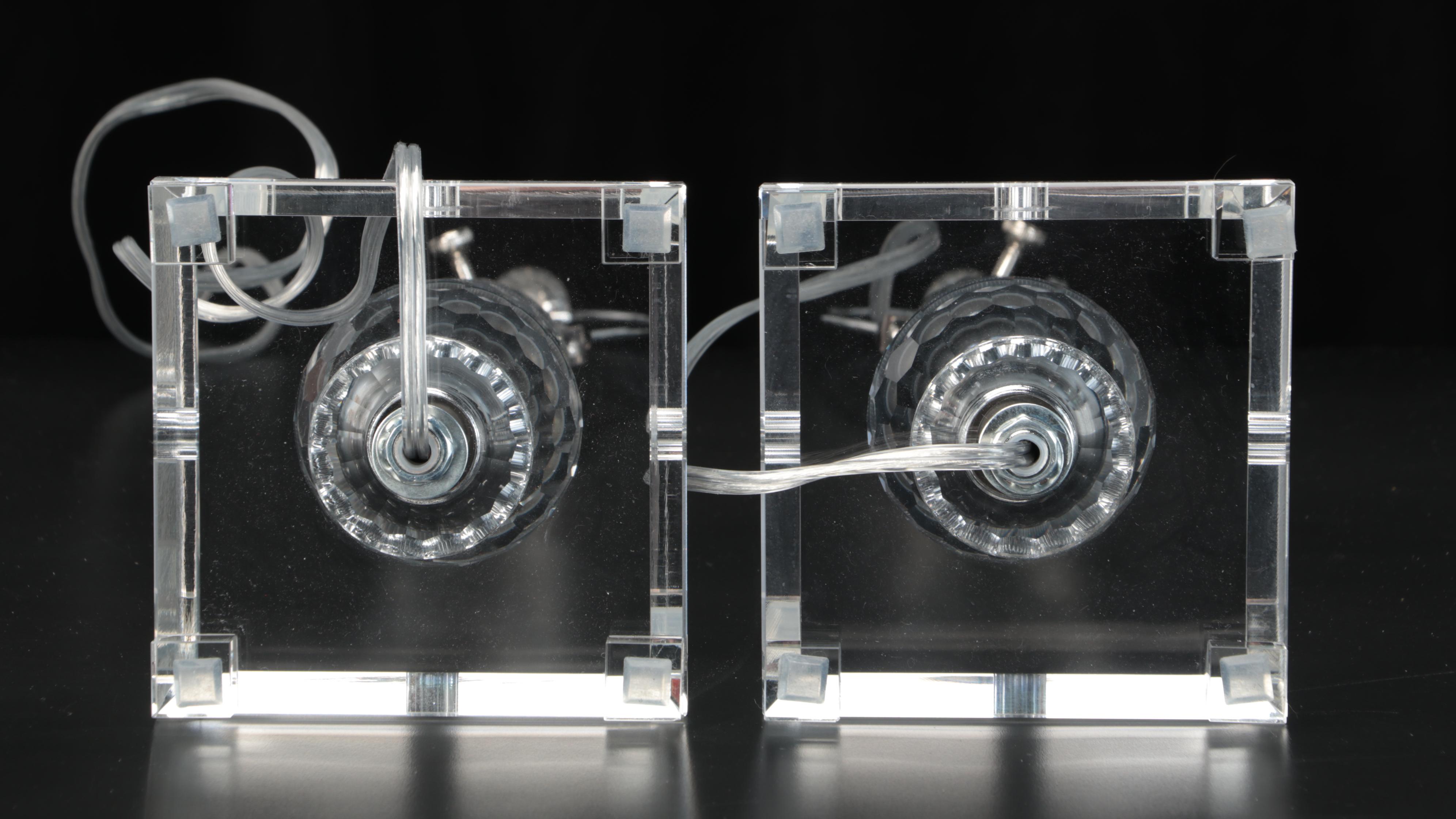 Pair of Contemporary Cut Glass Stacked Orb Table Lamps