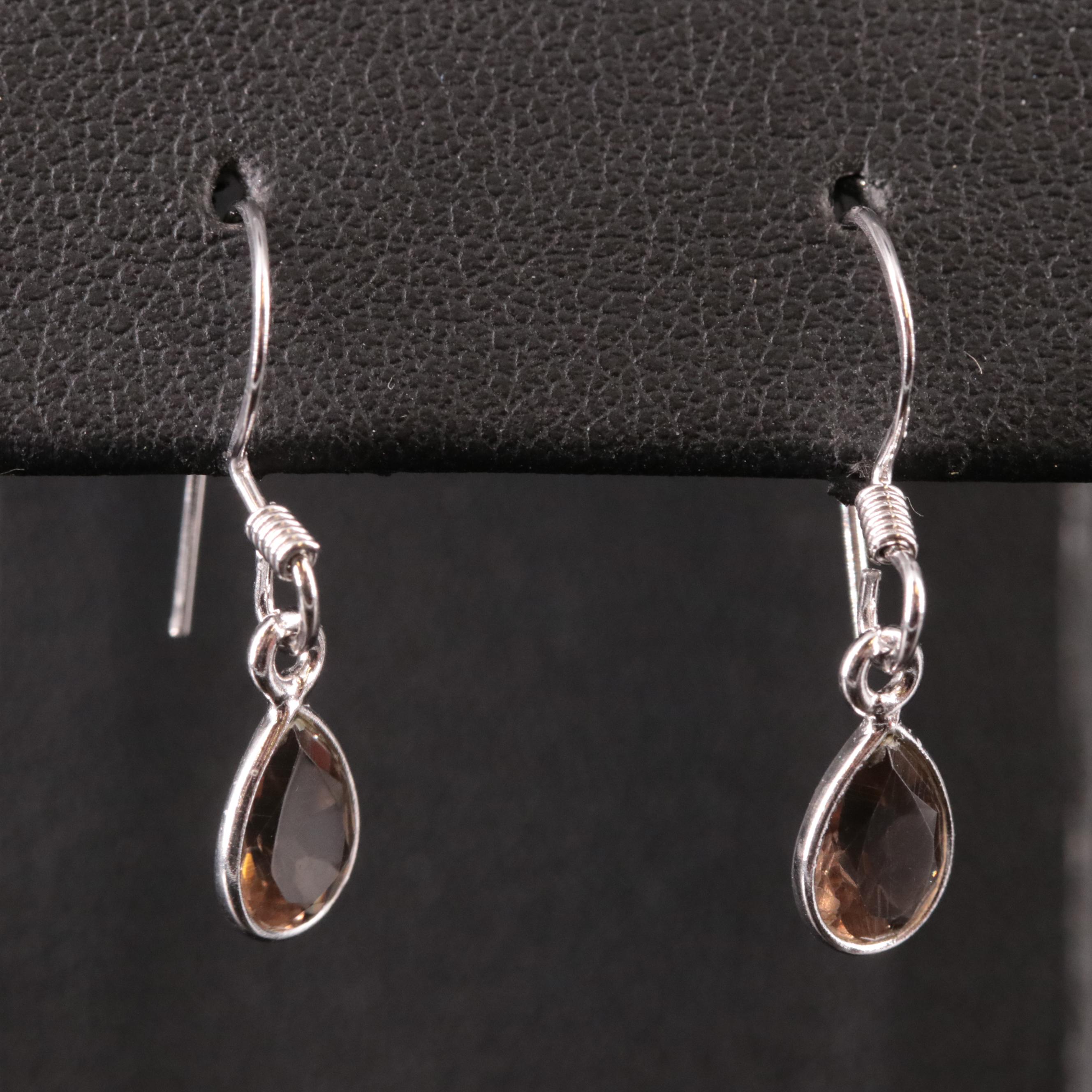Sterling Smoky Quartz Drop Earrings