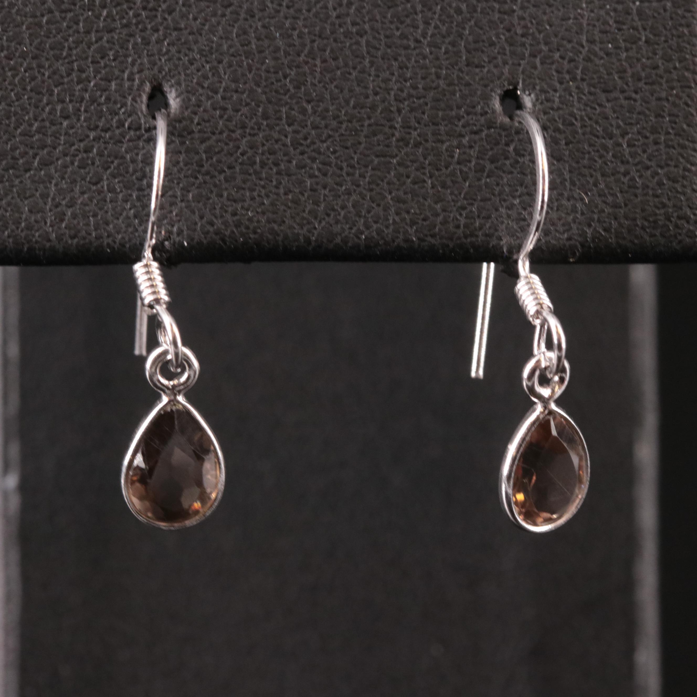 Sterling Smoky Quartz Drop Earrings