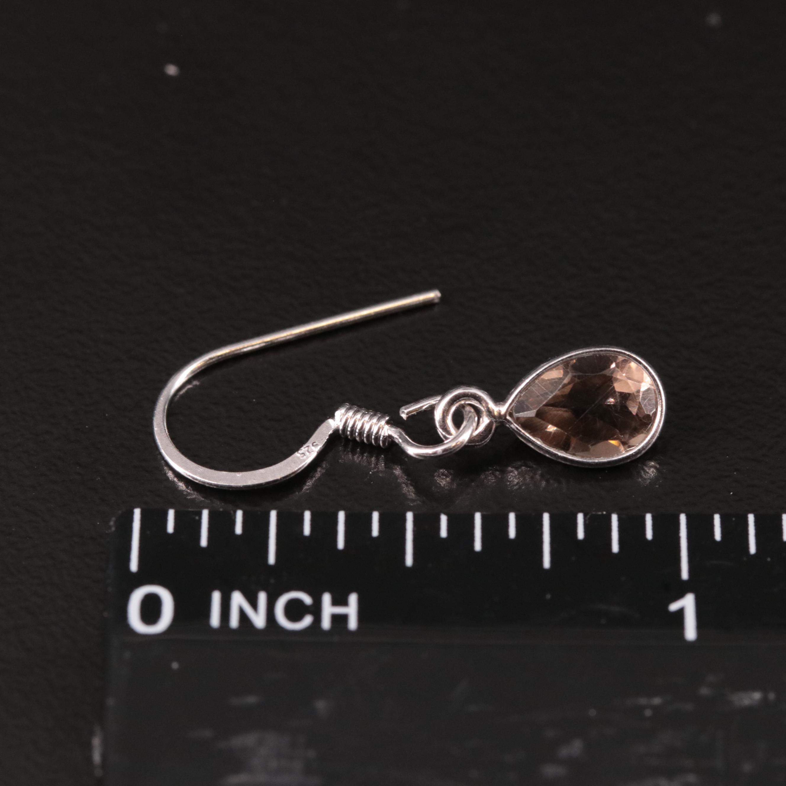 Sterling Smoky Quartz Drop Earrings
