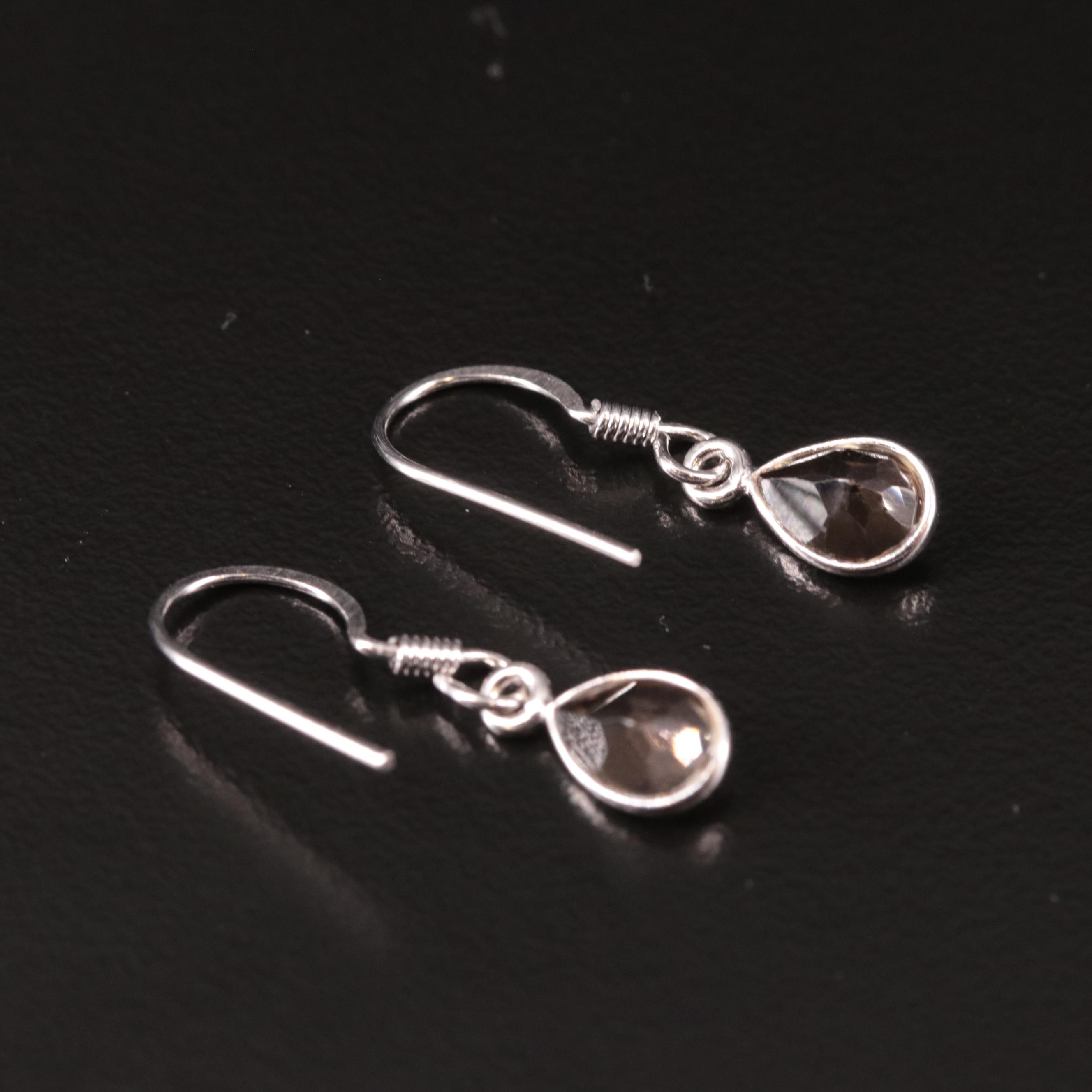 Sterling Smoky Quartz Drop Earrings