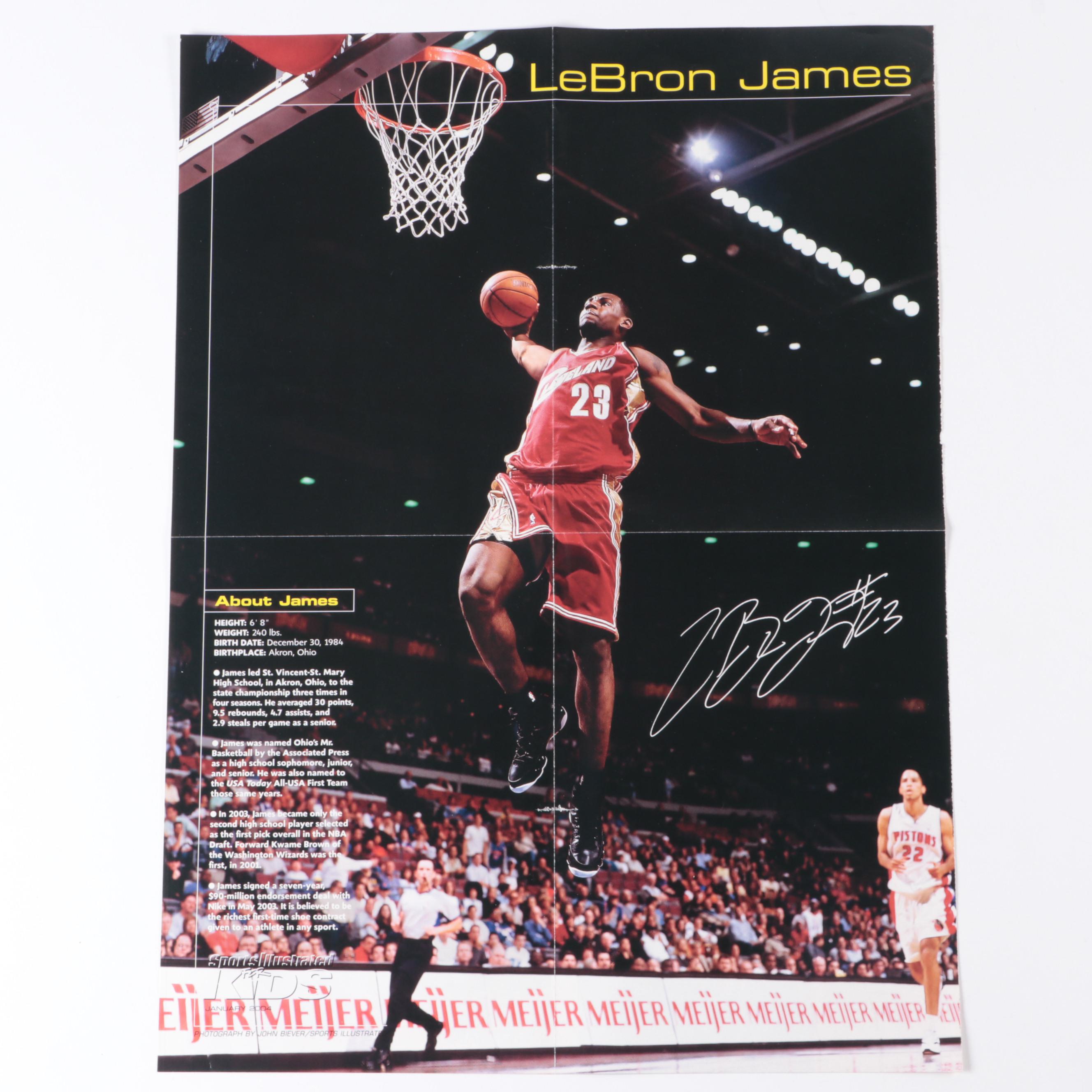 2004 Sports Illustrated LeBron James Poster with Basketball Cards, 2000s–2020s