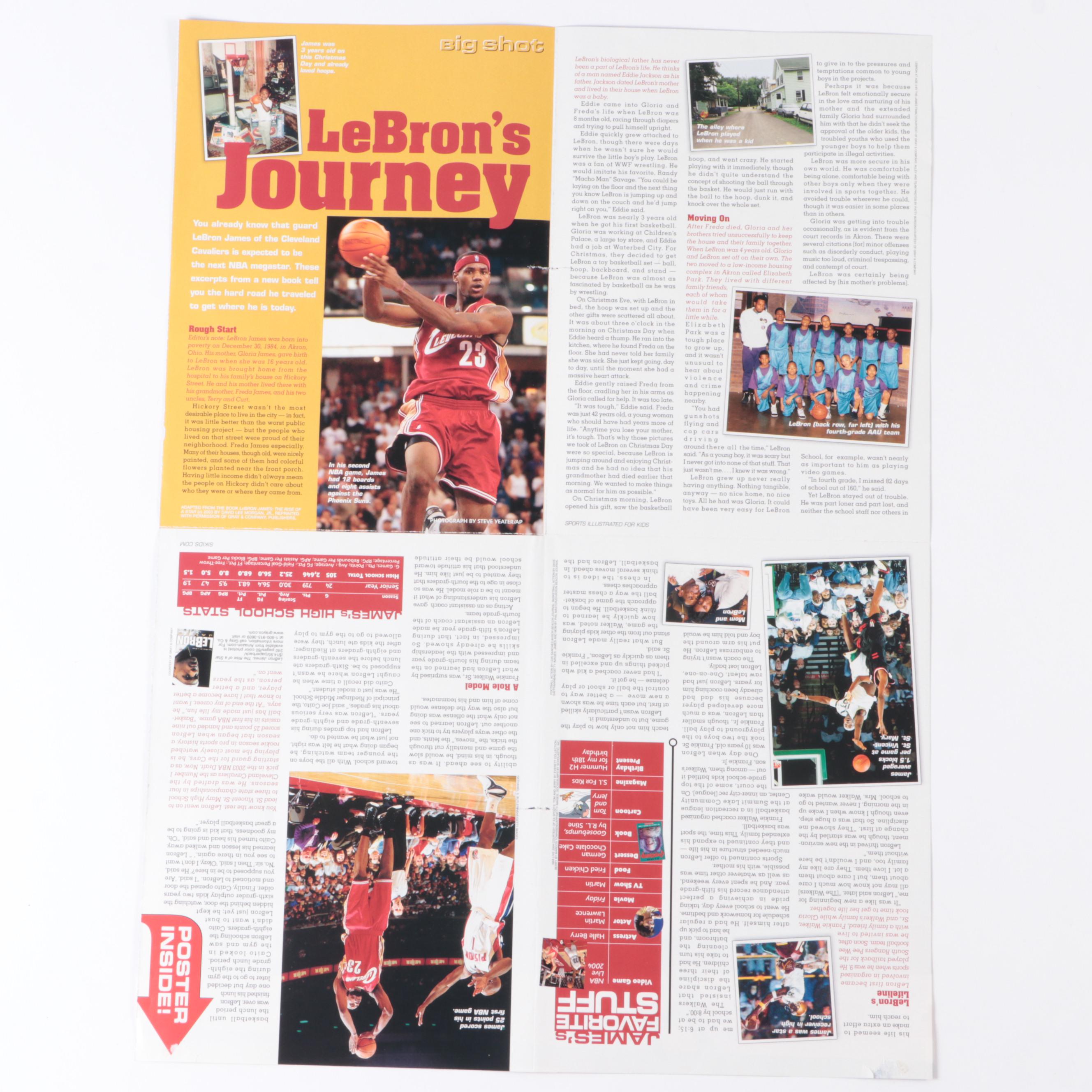 2004 Sports Illustrated LeBron James Poster with Basketball Cards, 2000s–2020s