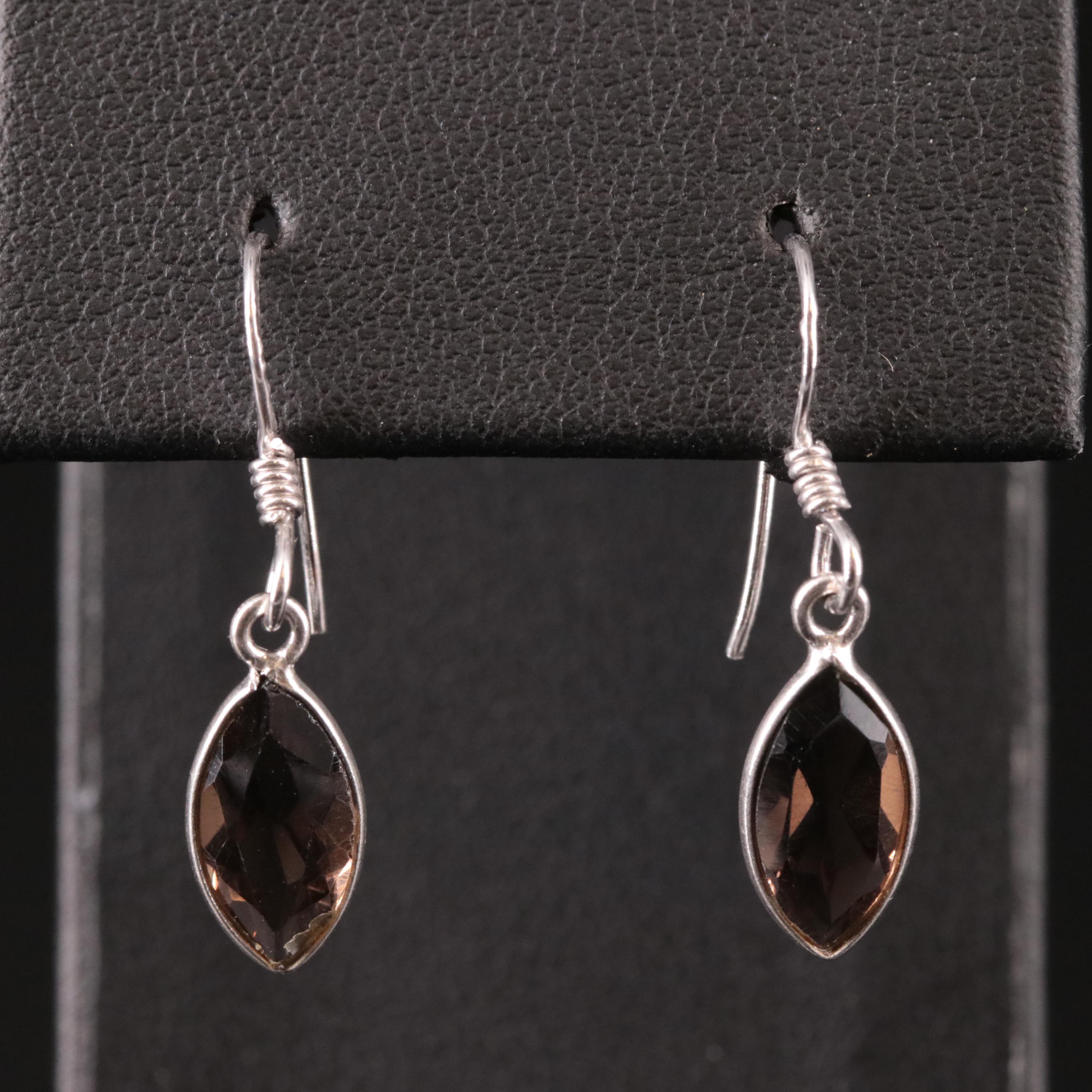 Sterling Smoky Quartz Drop Earrings
