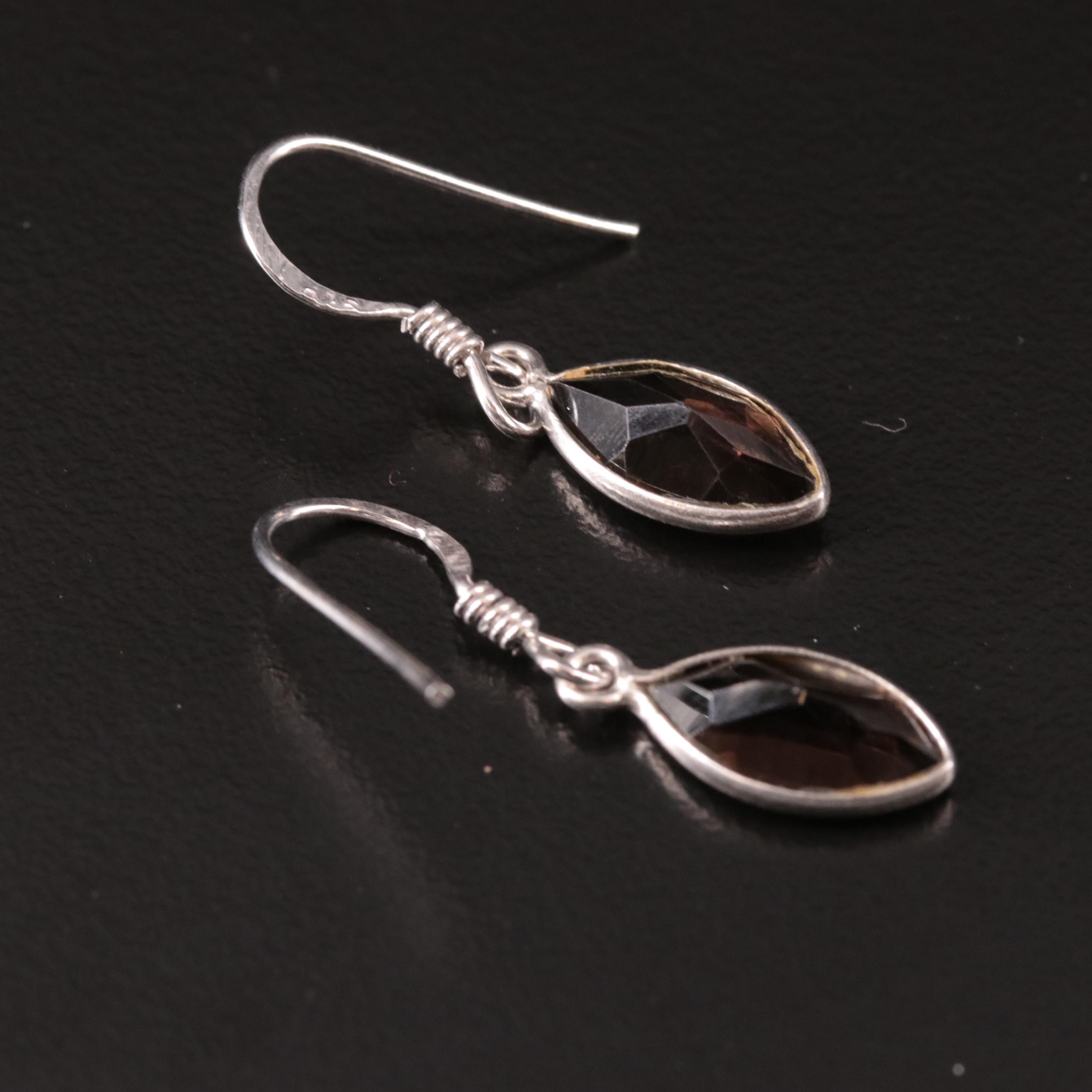 Sterling Smoky Quartz Drop Earrings