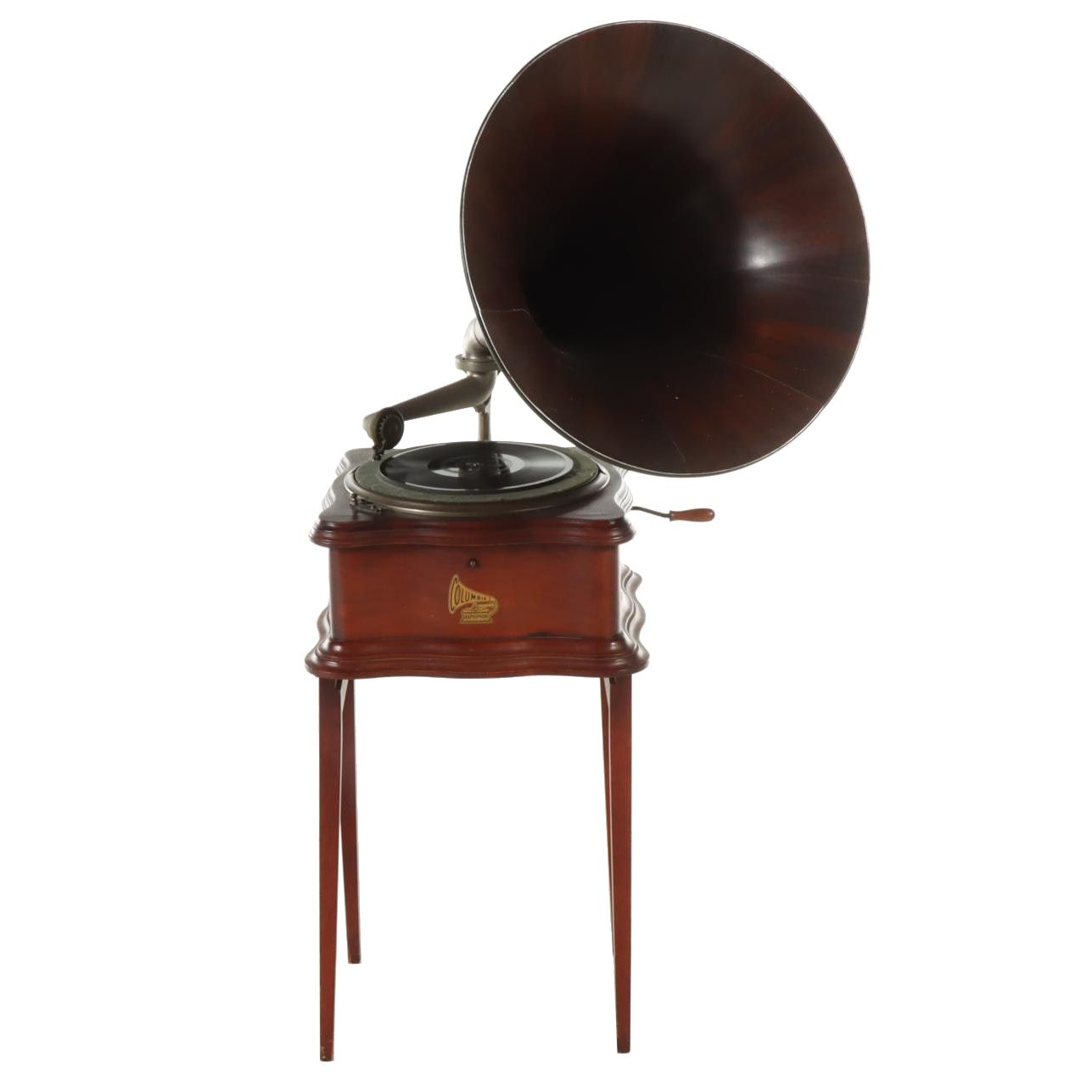 Columbia Graphophone Co. Mahogany Gramophone on Side Table, Early 20th Century