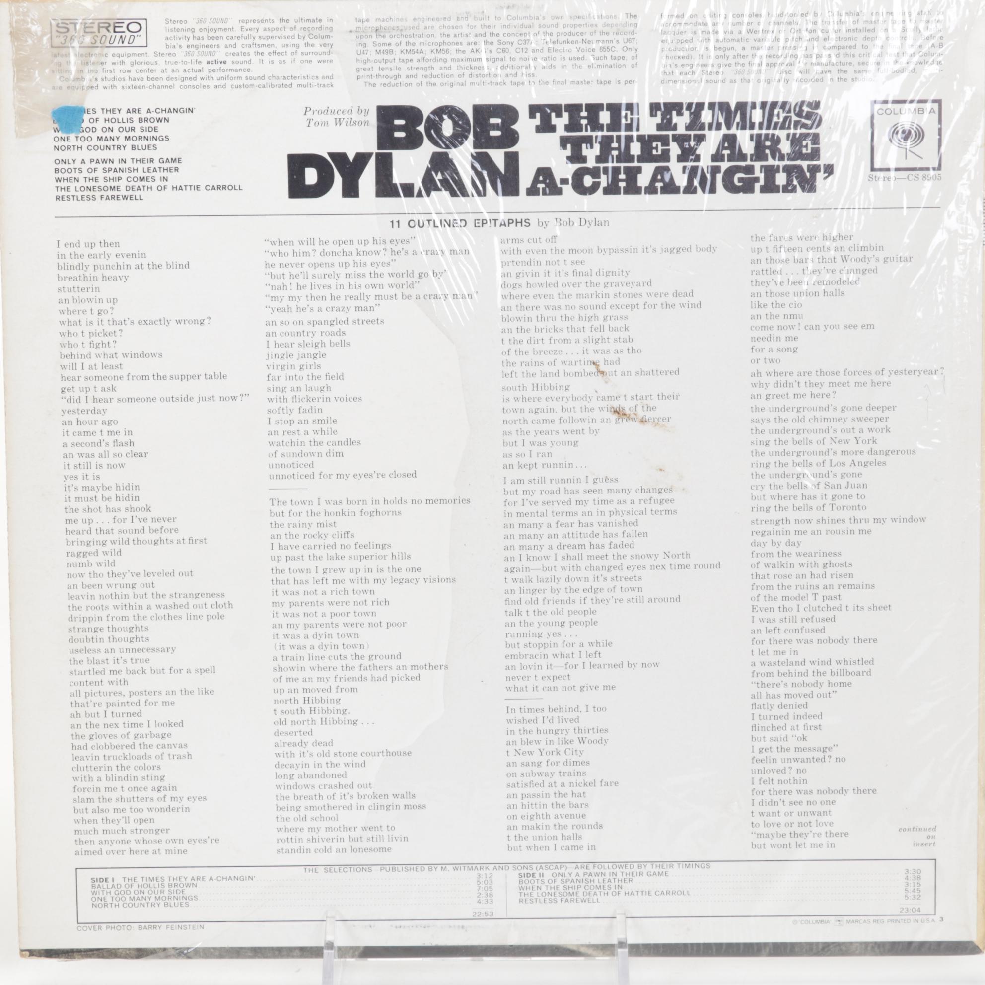 Bob Dylan Vinyl Records Featuring 1969 Bootleg "Great White Wonder"