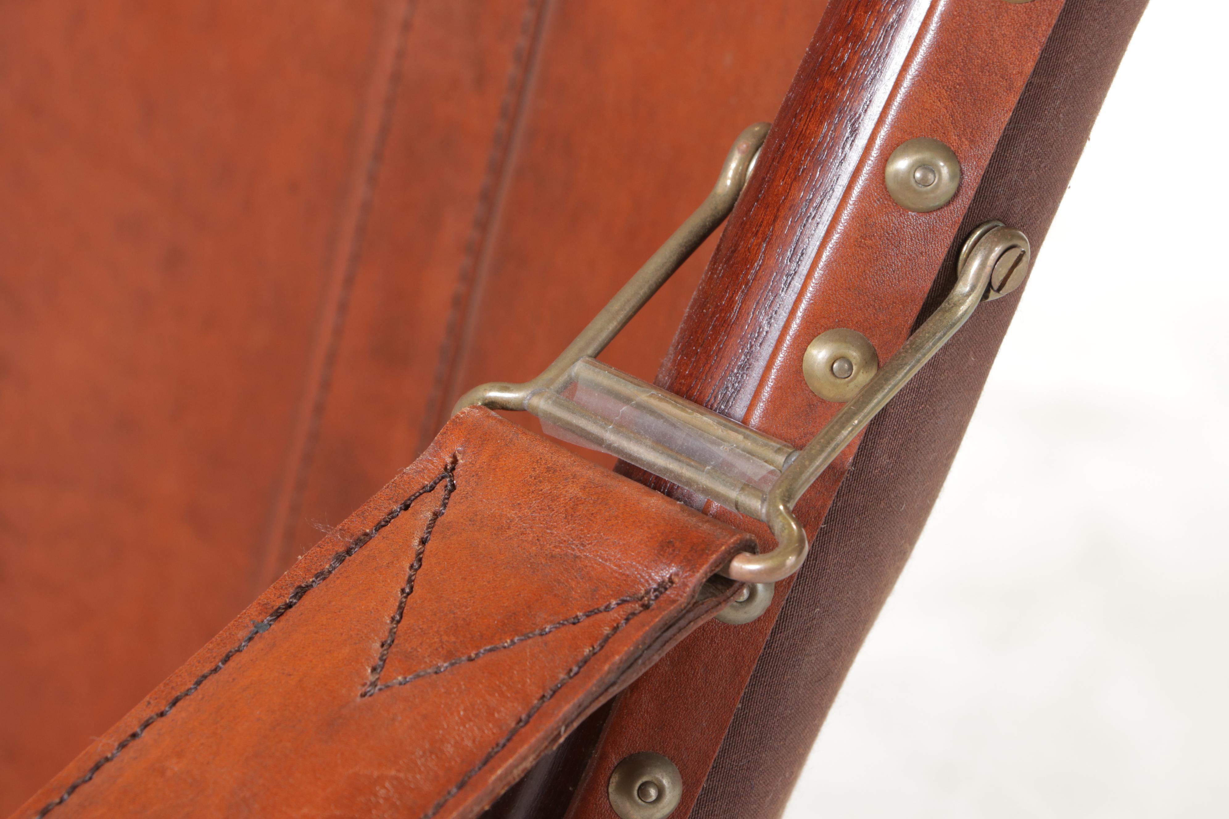 Palecek National Geographic Leather and Wood Campaign Chair and Ottoman