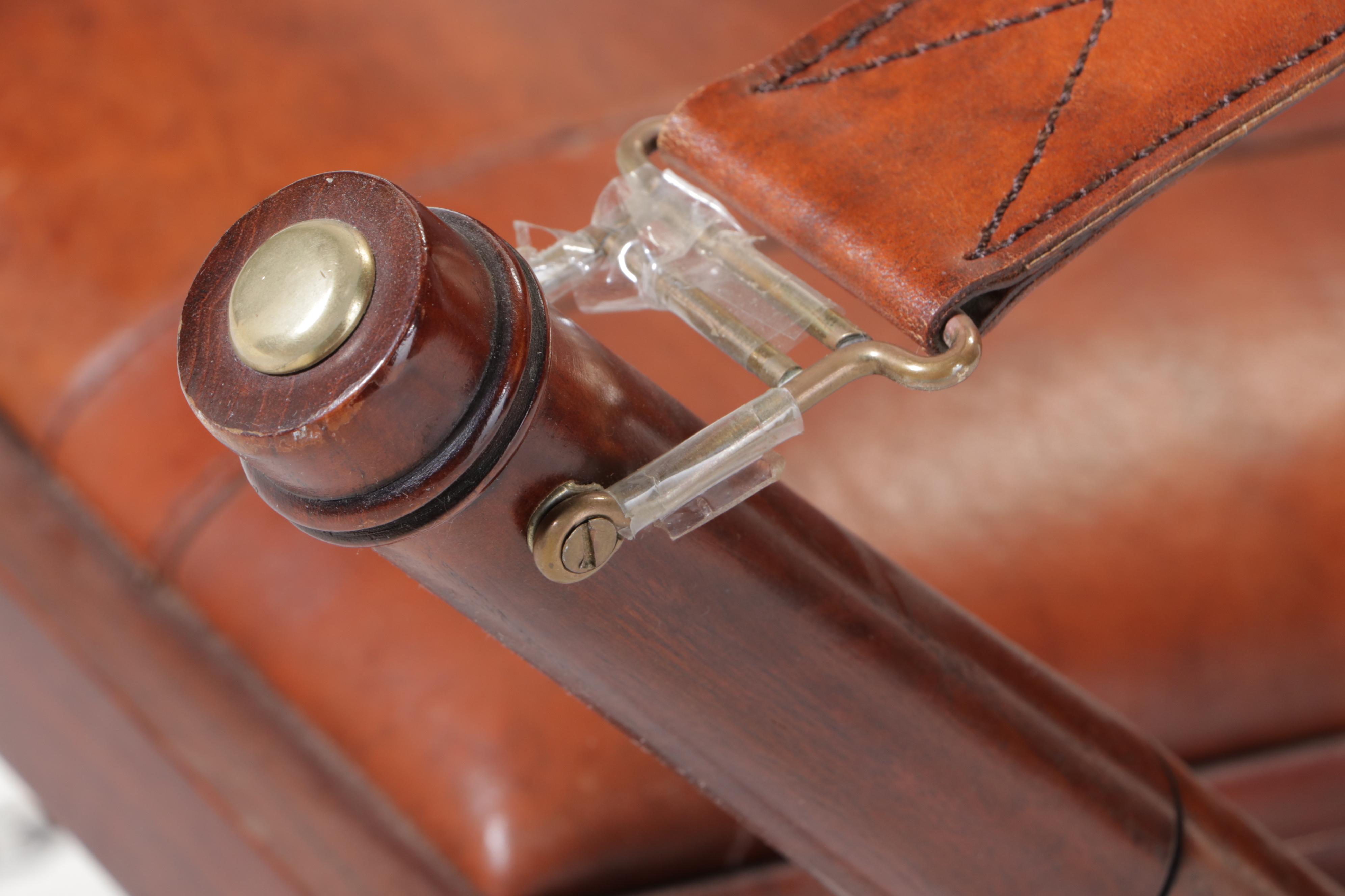 Palecek National Geographic Leather and Wood Campaign Chair and Ottoman