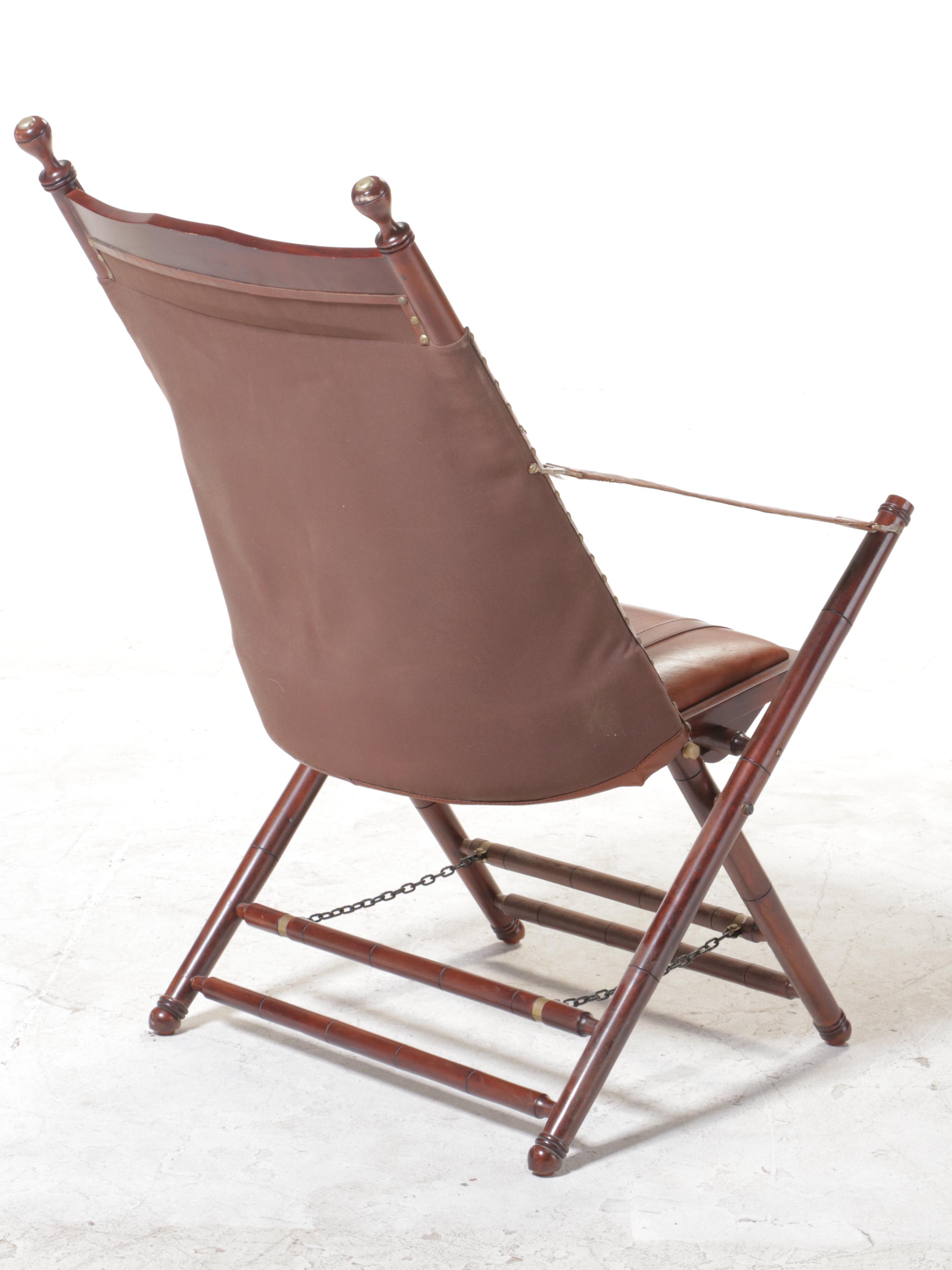 Palecek National Geographic Leather and Wood Campaign Chair and Ottoman