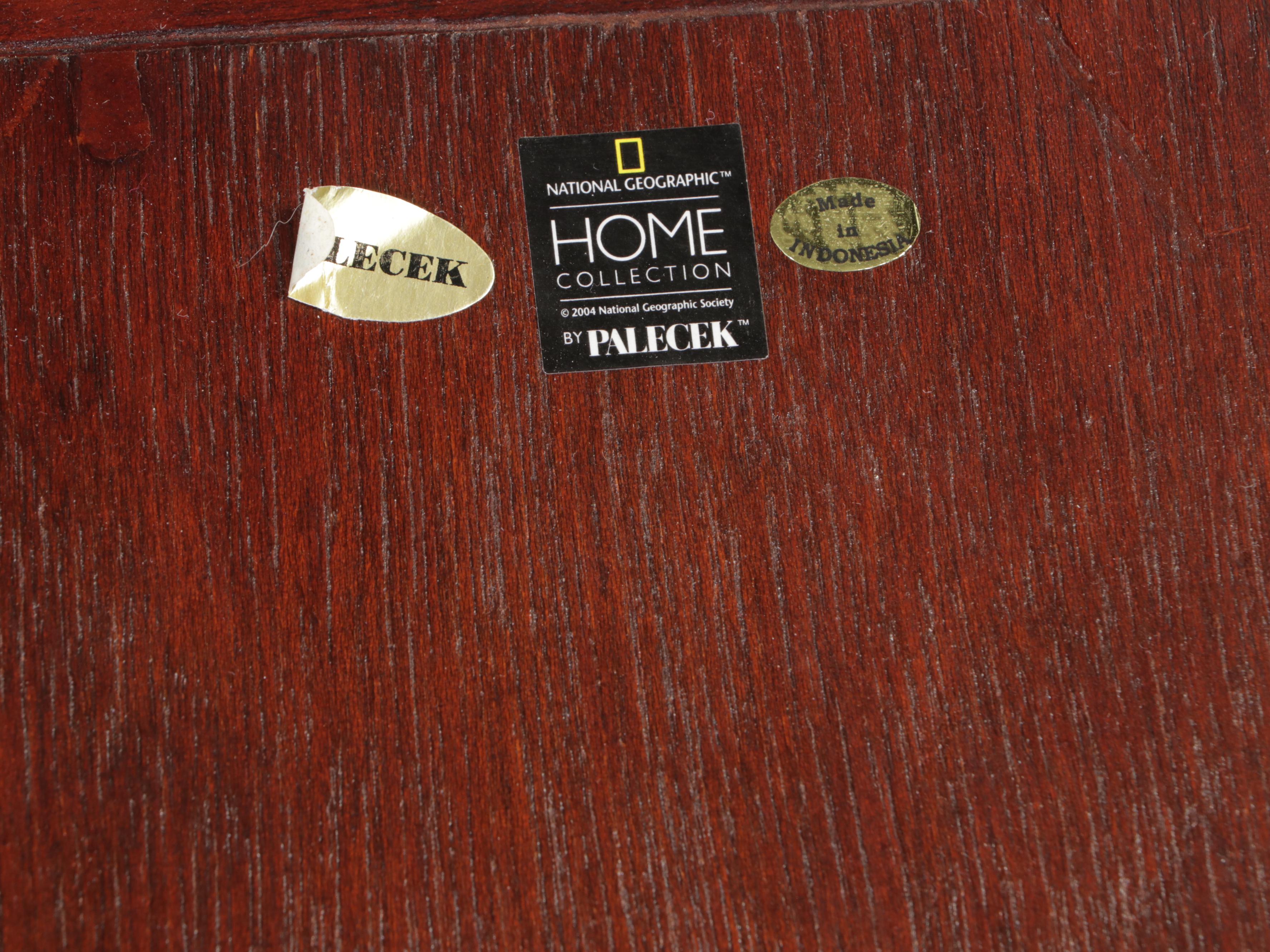 Palecek National Geographic Leather and Wood Campaign Chair and Ottoman