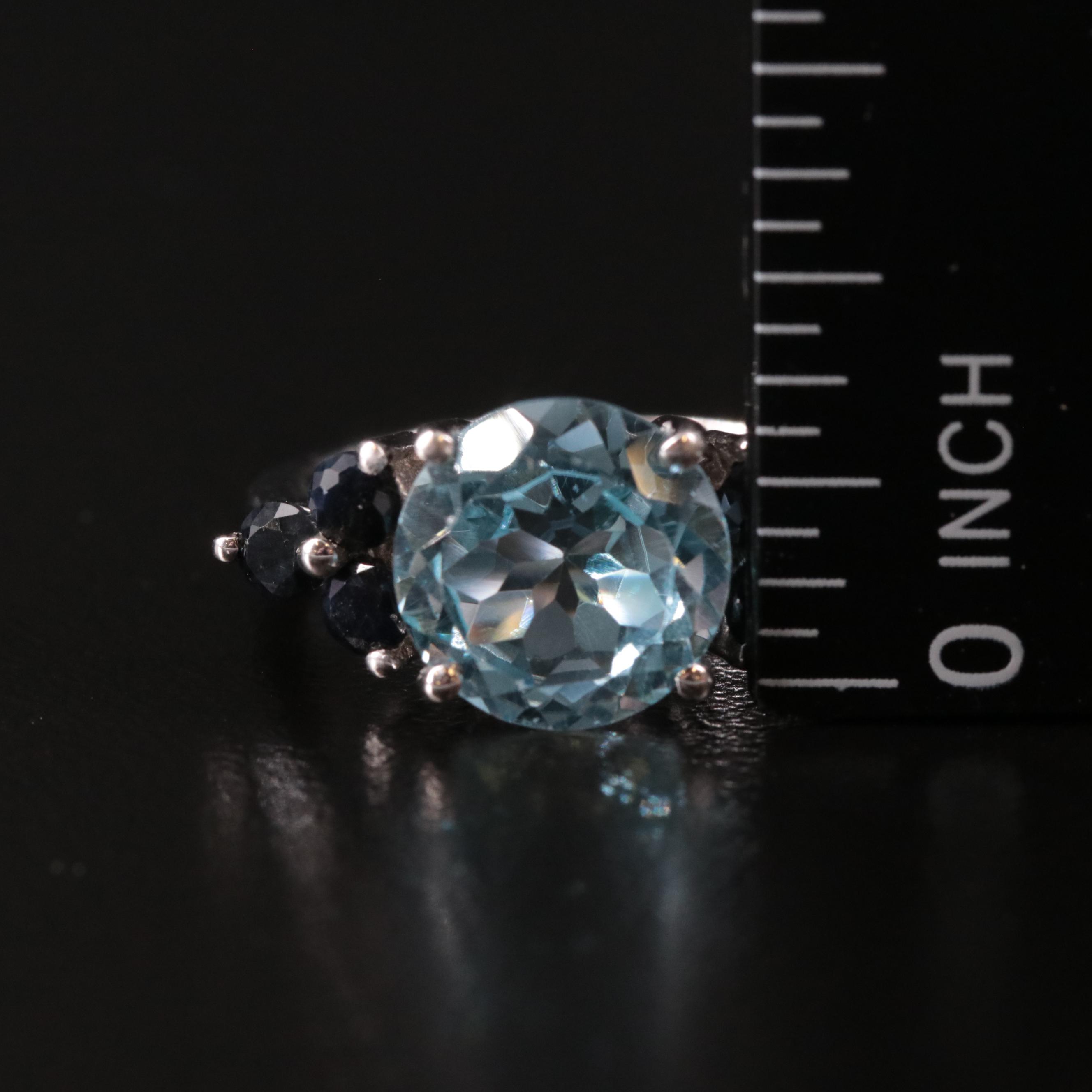 Sterling Blue Topaz and Sapphire Ring